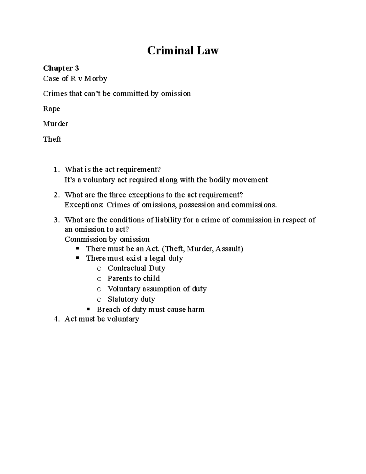 Actus Reus - Criminal law note by me - Criminal Law Chapter 3 Case of R ...