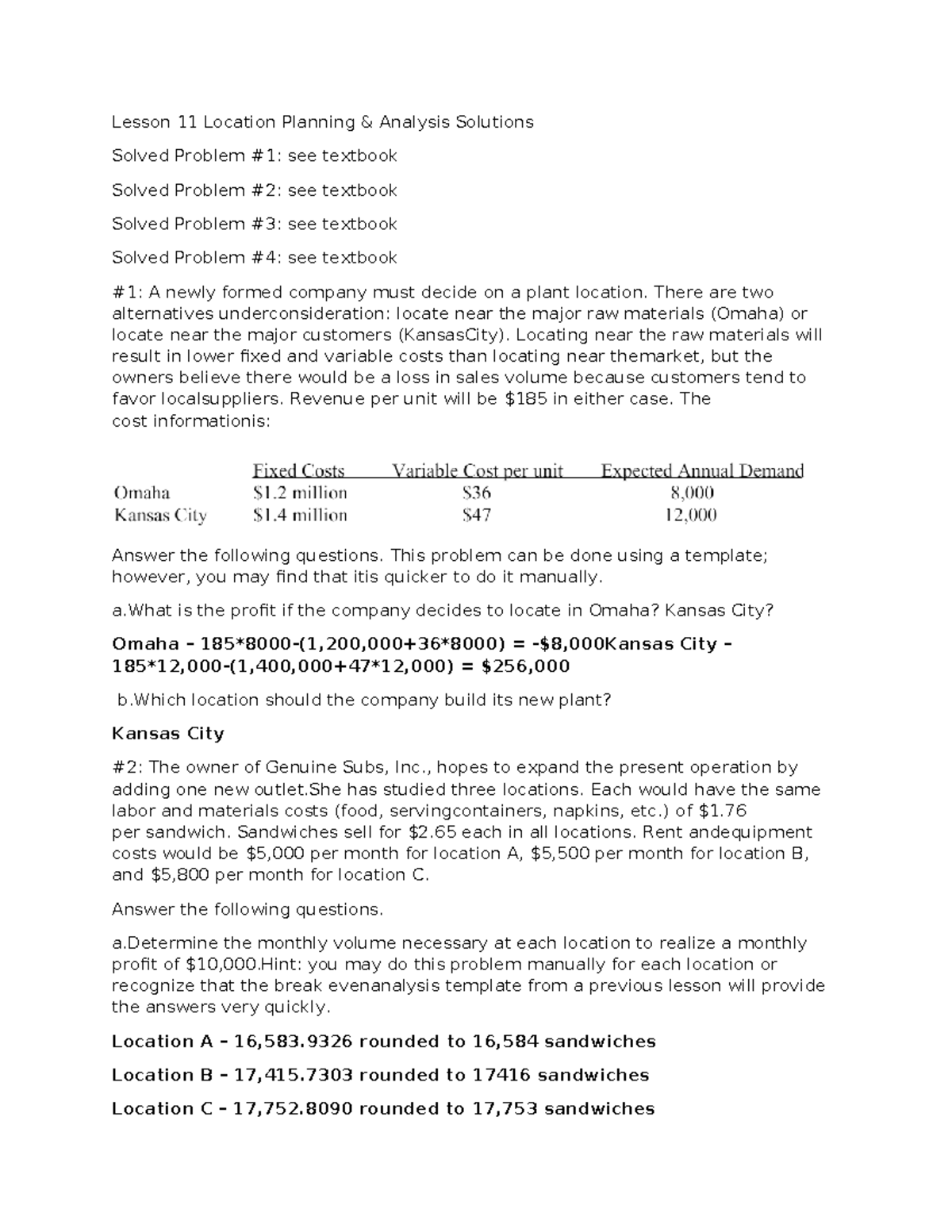 Lesson 11 Location Planning - Lesson 11 Location Planning & Analysis ...