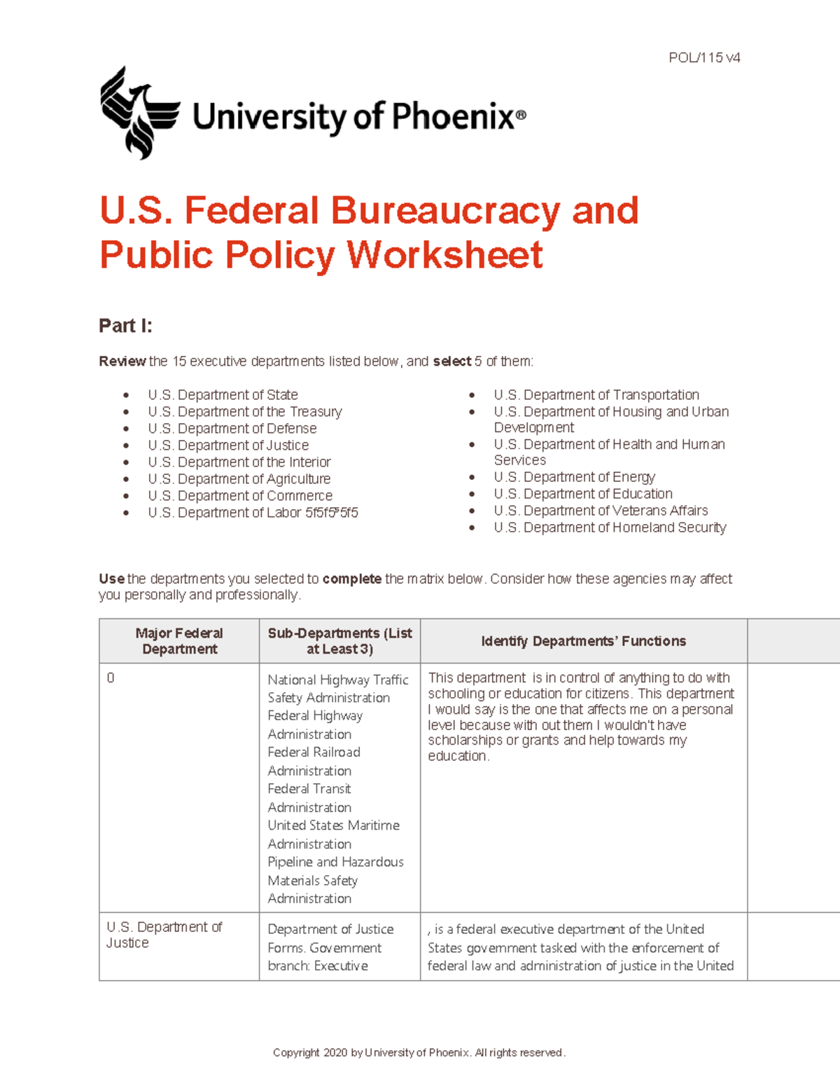 Megan+l+petersons+5+departments+worksheet+POL115 v4 wk4 U.S. Federal ...