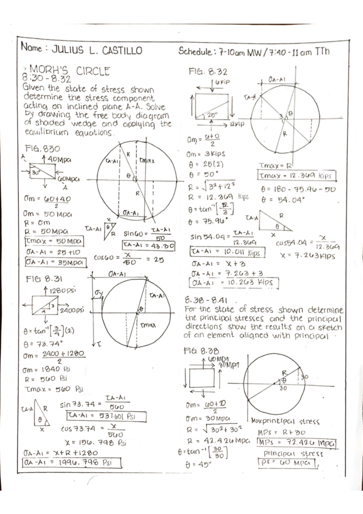 Morh-s Circle - Sample problems with Solutions - Name : JULIUS L ...