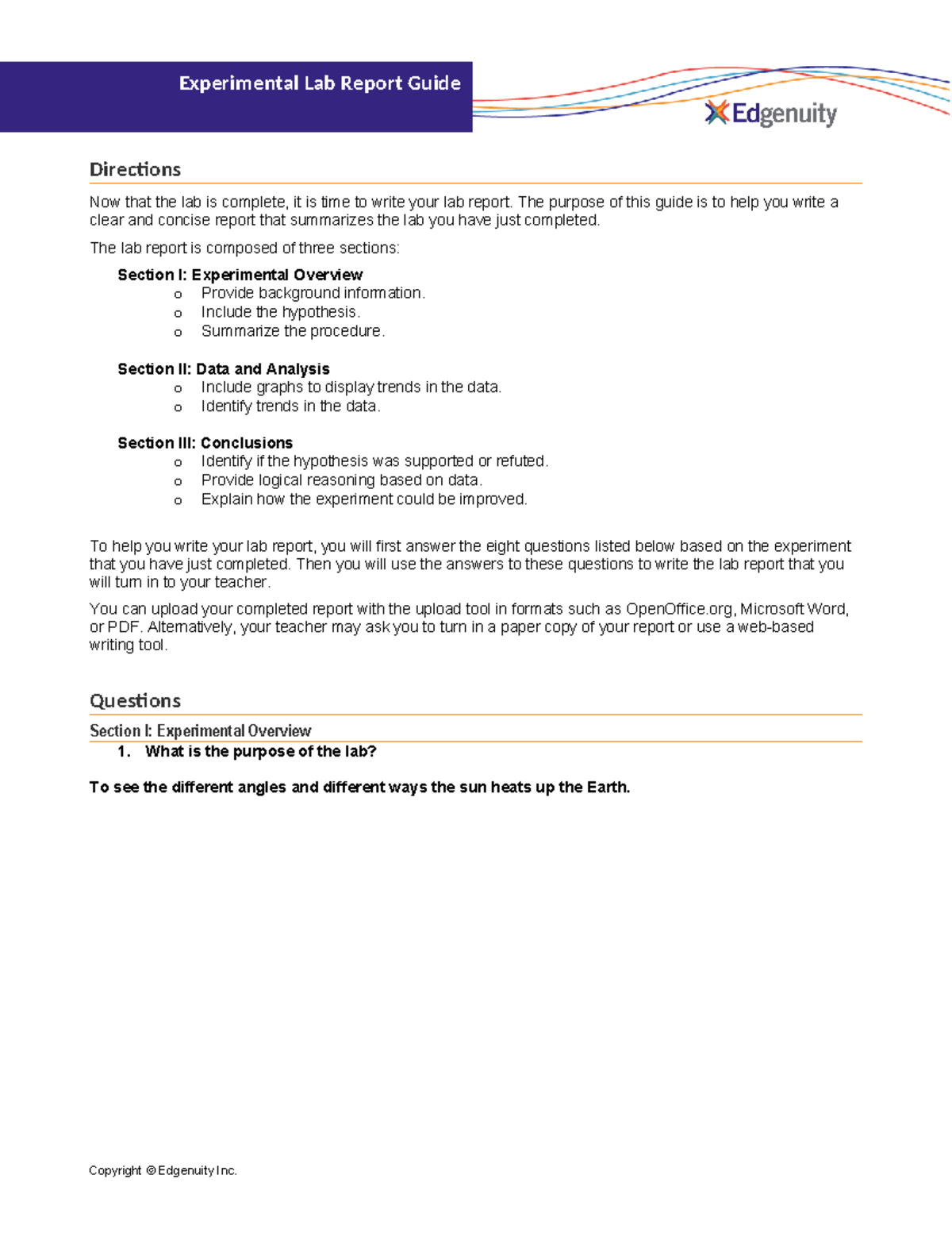 Experimental Lab Report Guide - Experimental Lab Report Guide ...