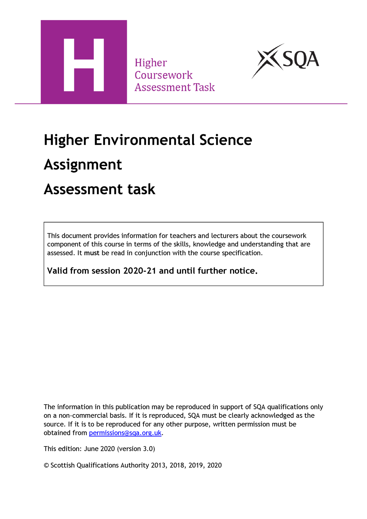 higher environmental science assignment