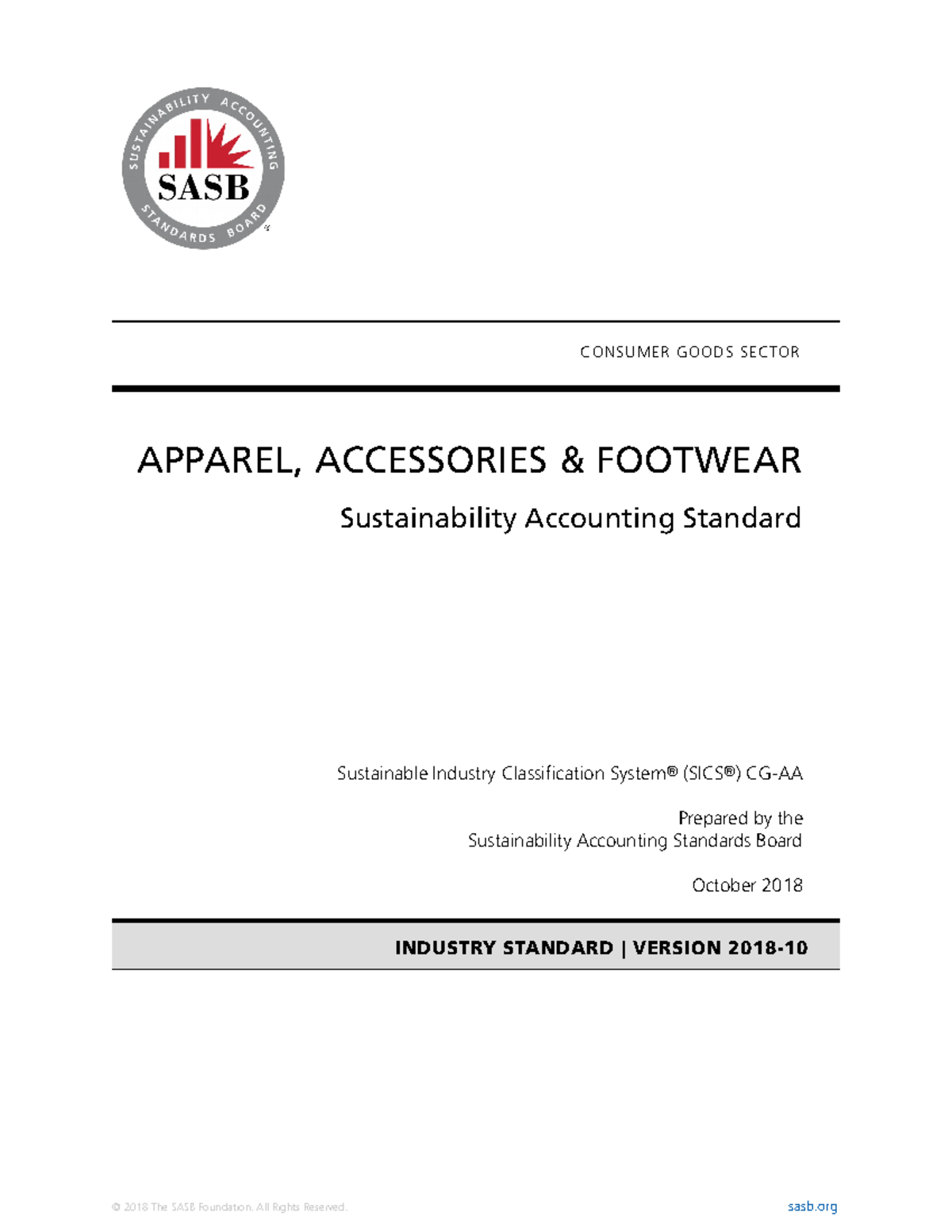 Apparel Accessories Footwear BFC SASB 2018 Consumer Goods main