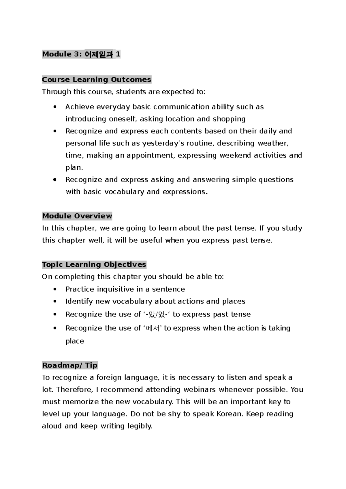 Inbound 185683114968977419 - Module 3: 어제일과 1 Course Learning Outcomes ...