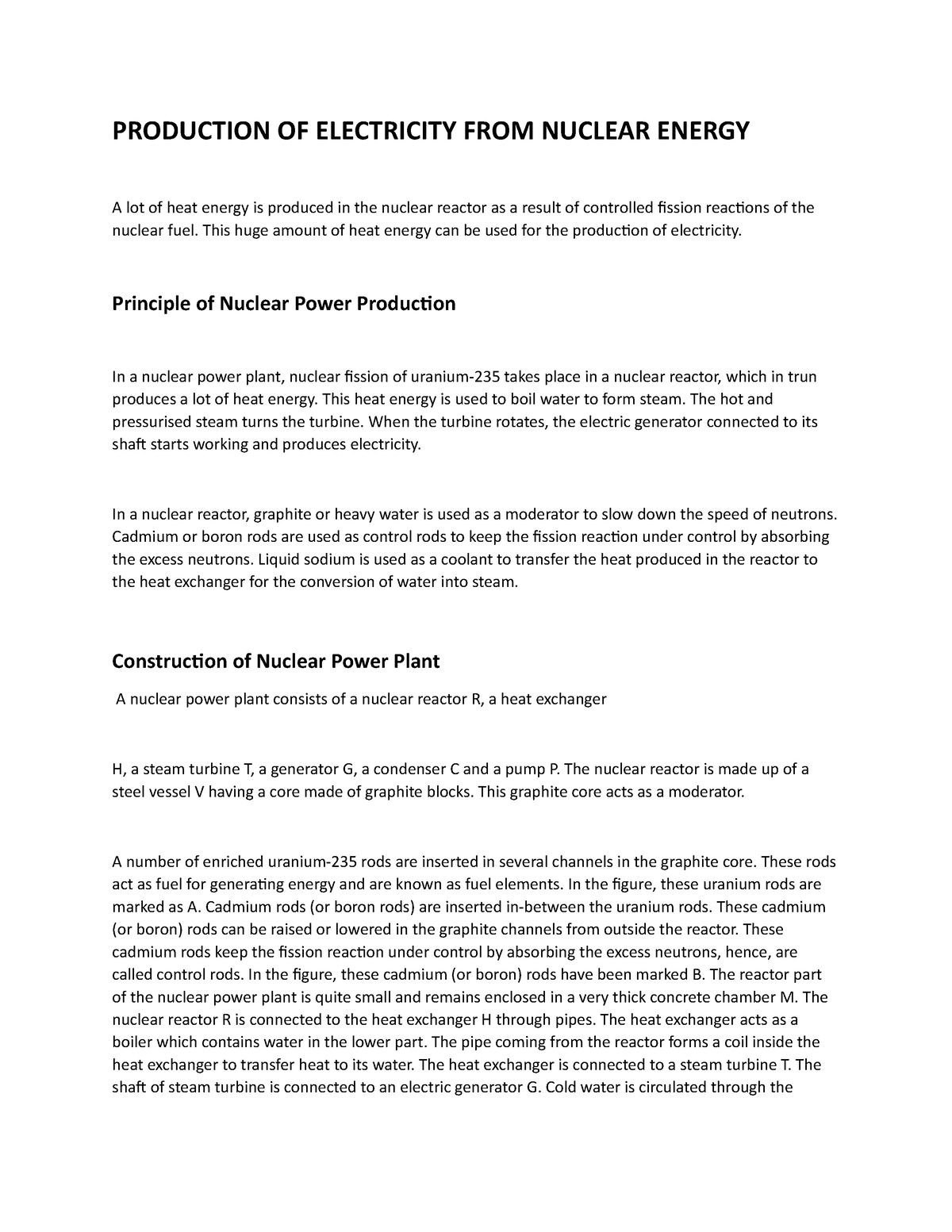 electricity production essay