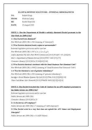 Assessment task 1 LLH201 - LLH201 Legal Research Assessment Item 1 ...