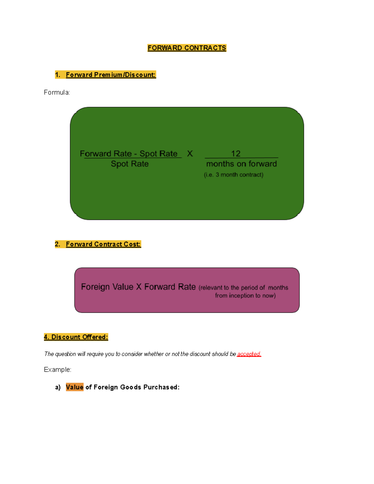 Forward Contracts - Calculation - FORWARD CONTRACTS 1. Forward Premium ...