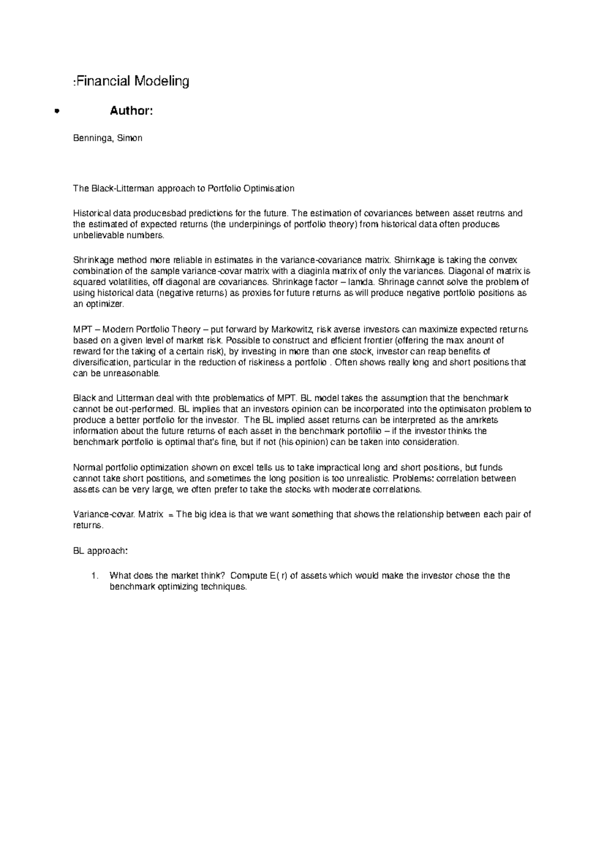 Financial Modeling Beninga Financial Modeling Author Benninga