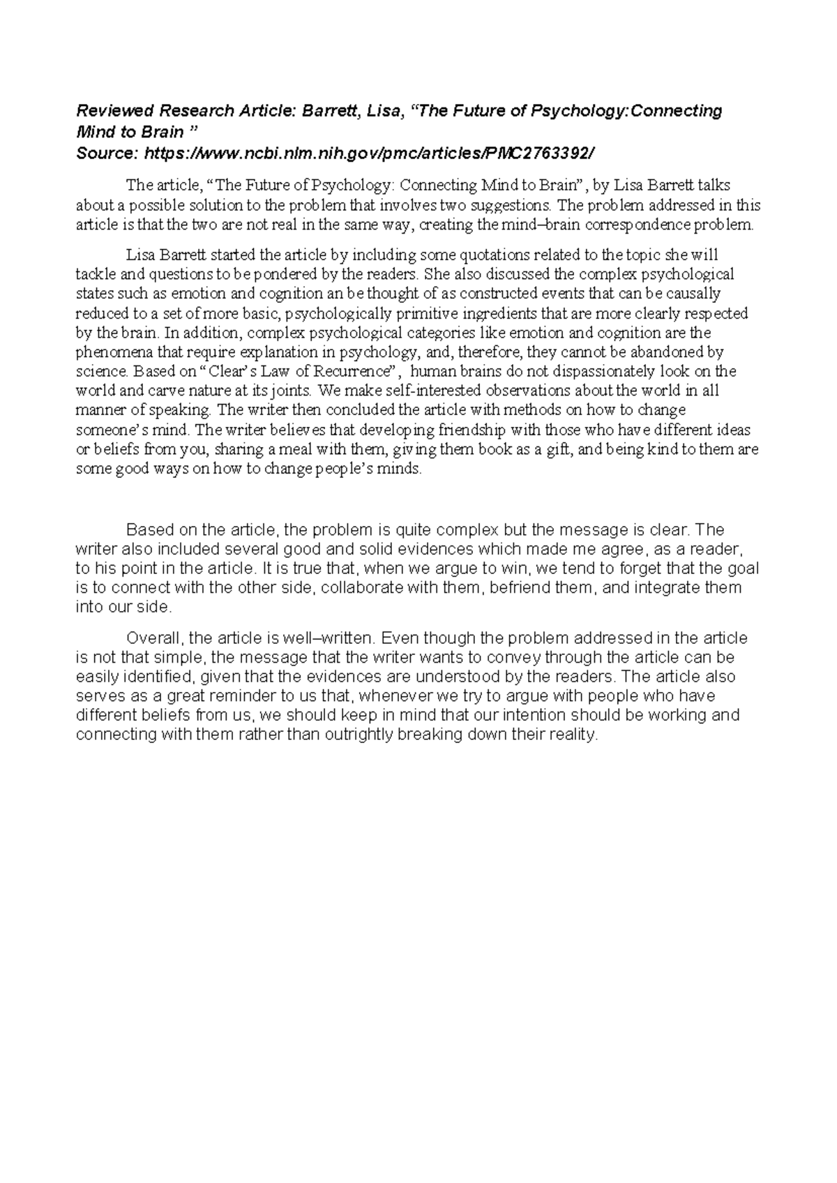 Reviewed Research Article - nlm.nih/pmc/articles/PMC2763392/ The ...