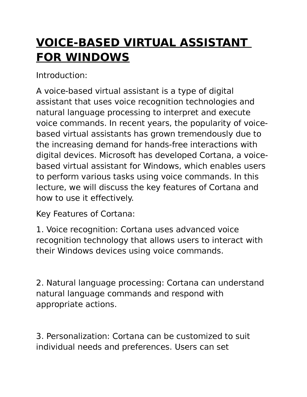 voice based virtual assistant for windows research paper