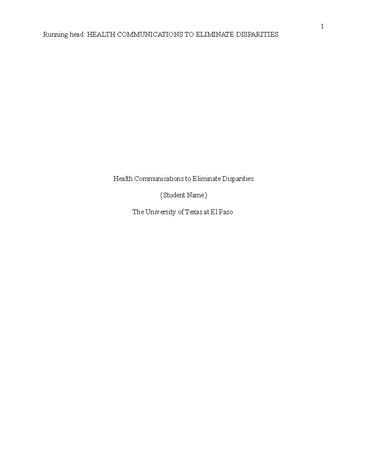 health education reflection paper