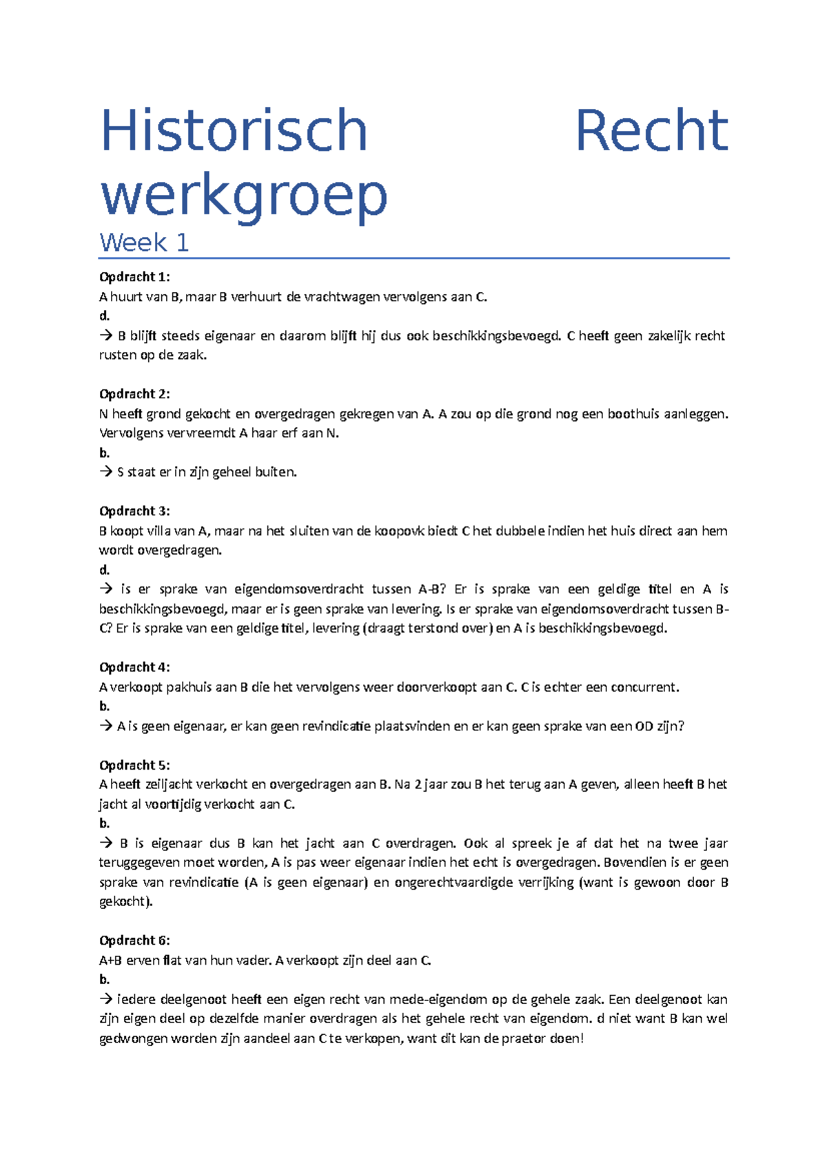 Historisch Recht WG - In Het Document Staat De Antwoorden Van De ...