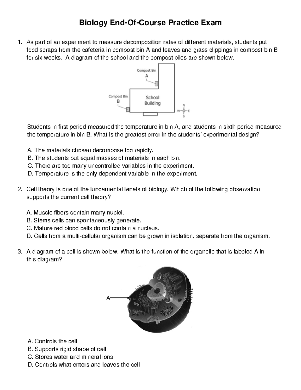 Practice Biology EOC - Biology End-Of-Course Practice Exam As part of ...