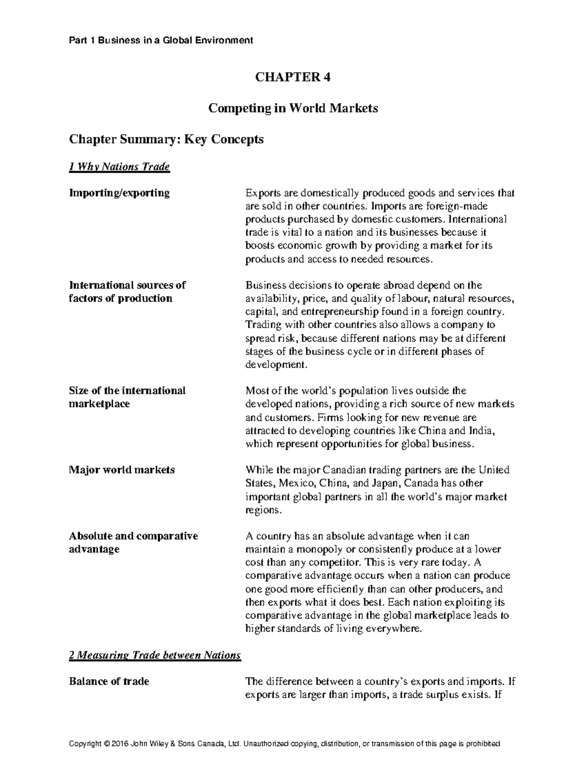 BUS 1038 Chapter 4 Study Guide - Part 1 Business in a Global ...