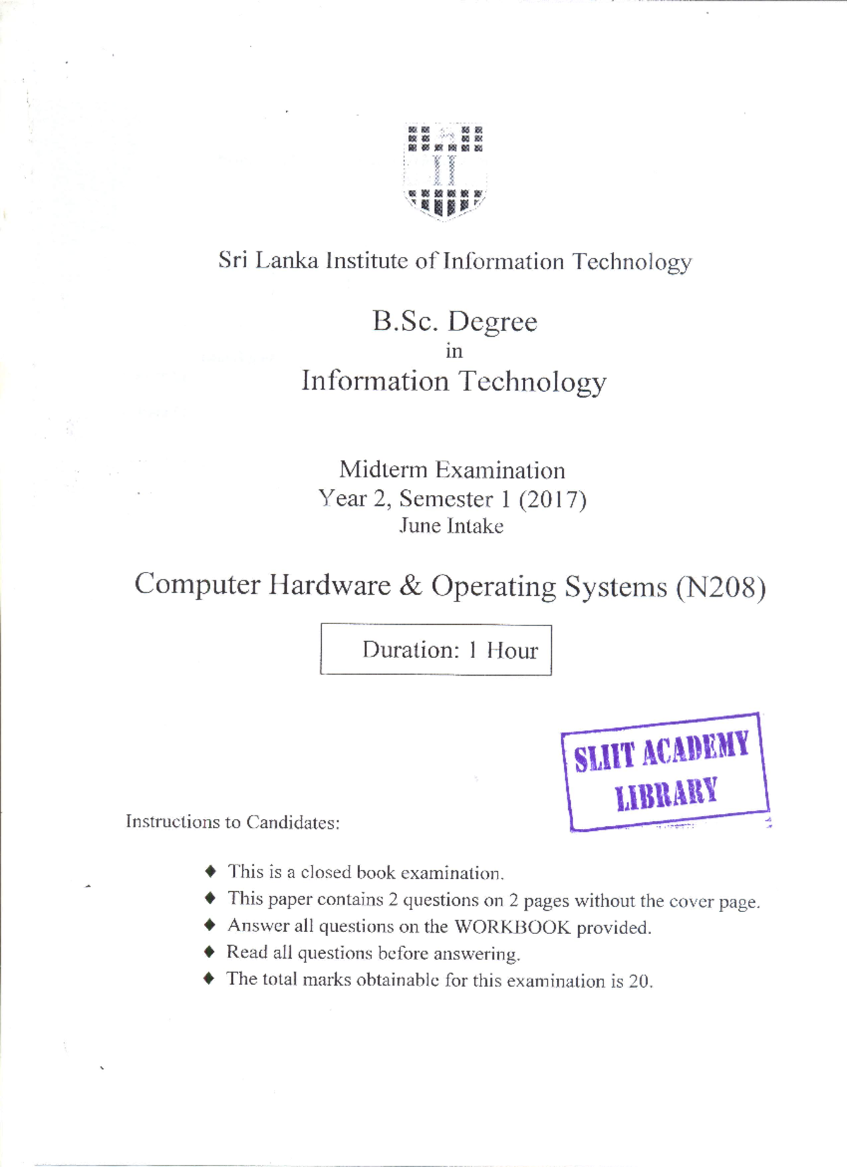 Computer Hardware nd Operating System ( N208) - computer science - Studocu