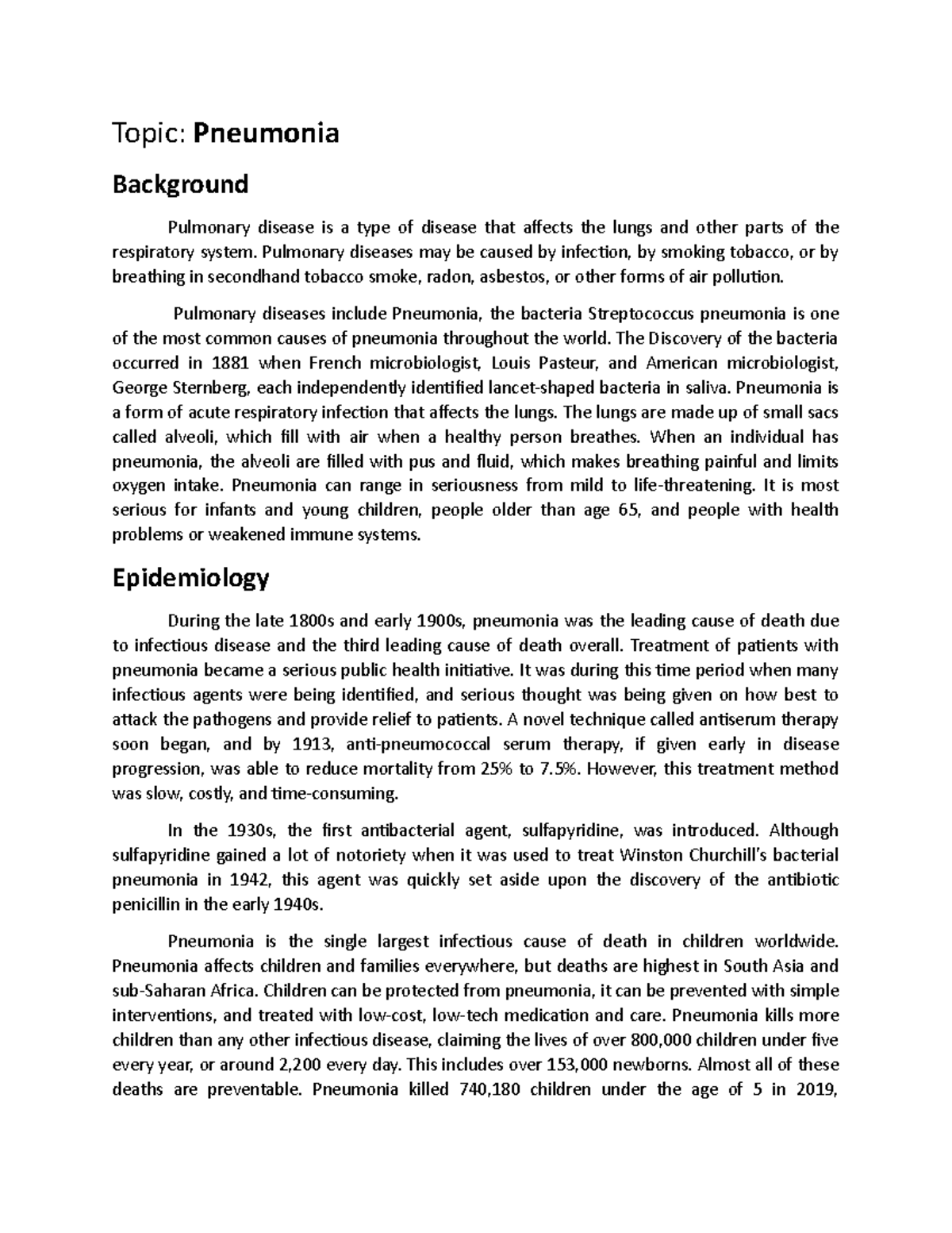 case study of severe pneumonia