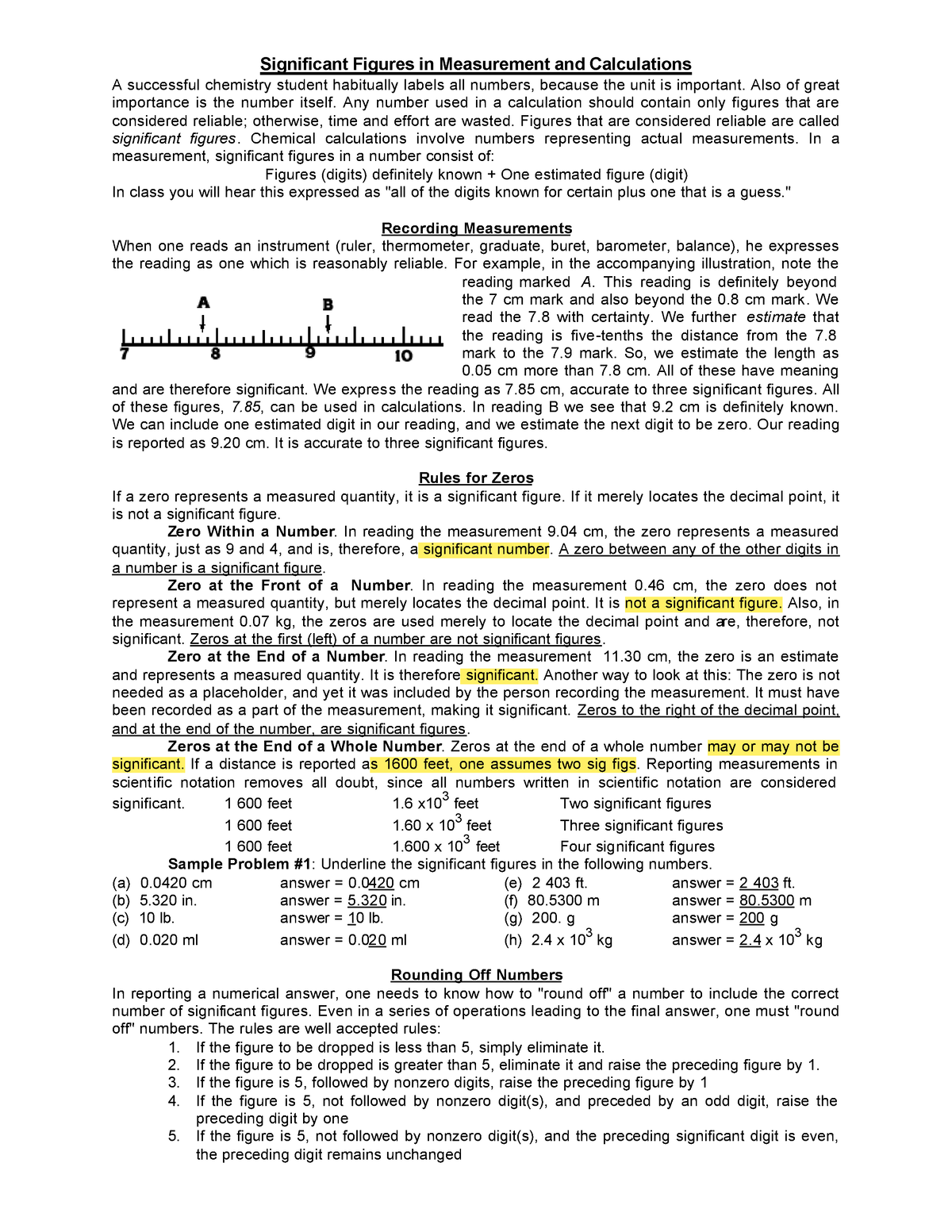 Significant Figures for Math 4 - Significant Figures in Measurement and ...