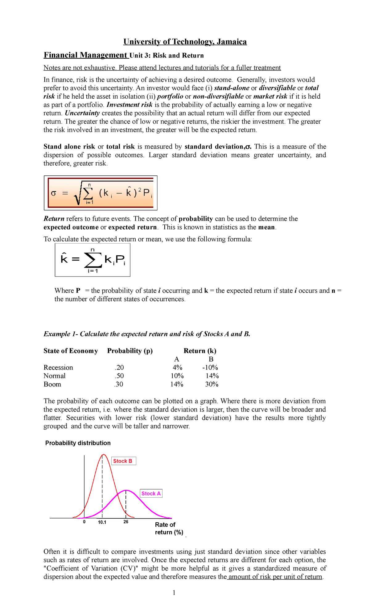 FM Unit 3 New - TUTORIAL UNIT 3 - University of Technology, Jamaica ...