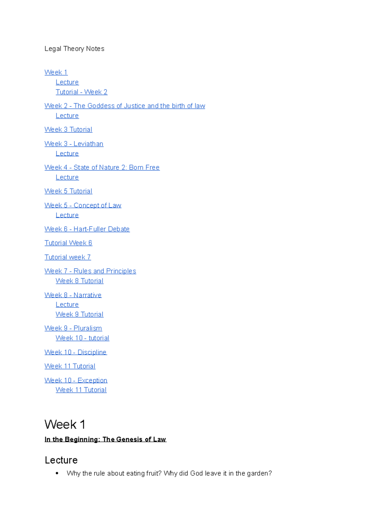 Legal Theory Notes from lectures, tutorials and readings - Legal Theory ...