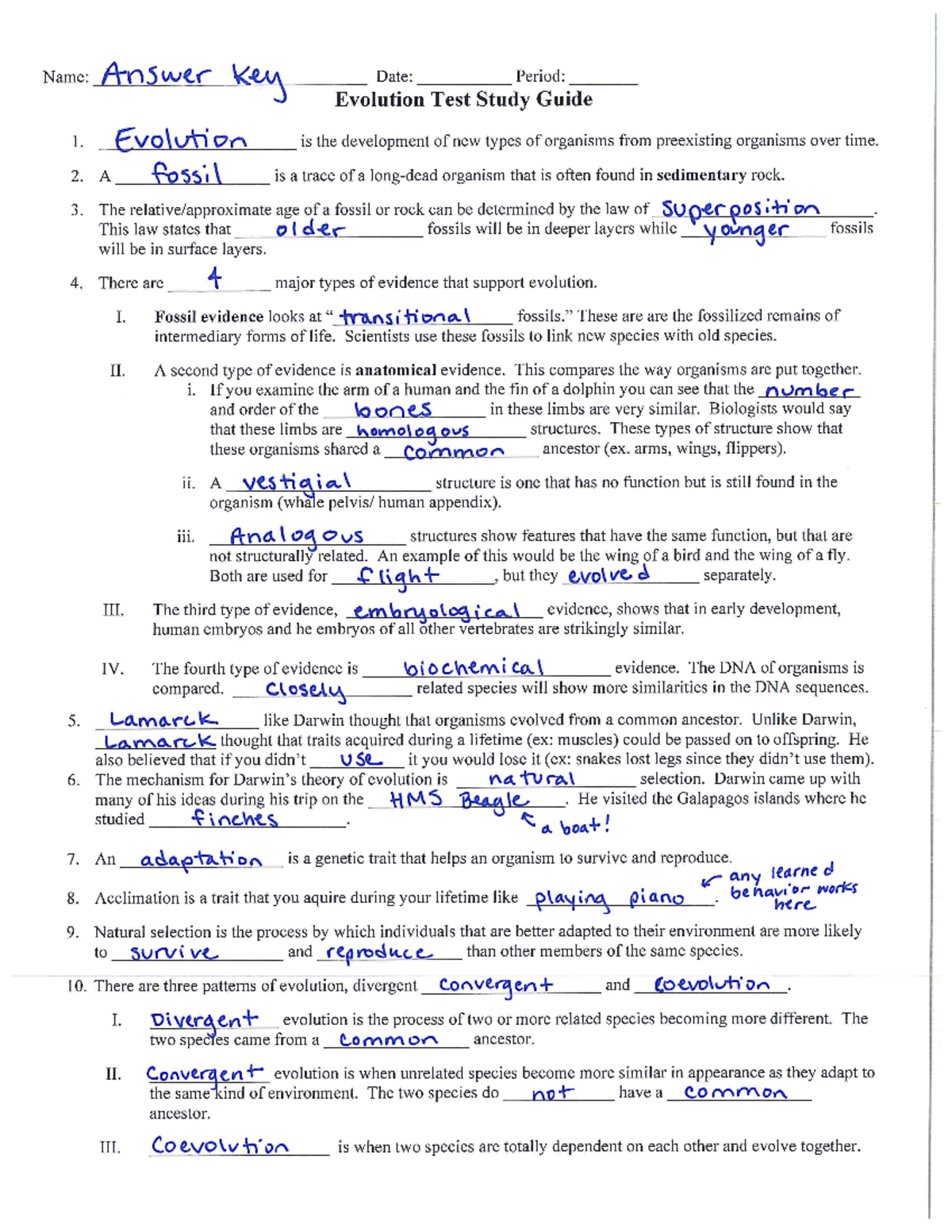 Evolution Study Guide Answers 2015 - BIOL 2400 - Studocu