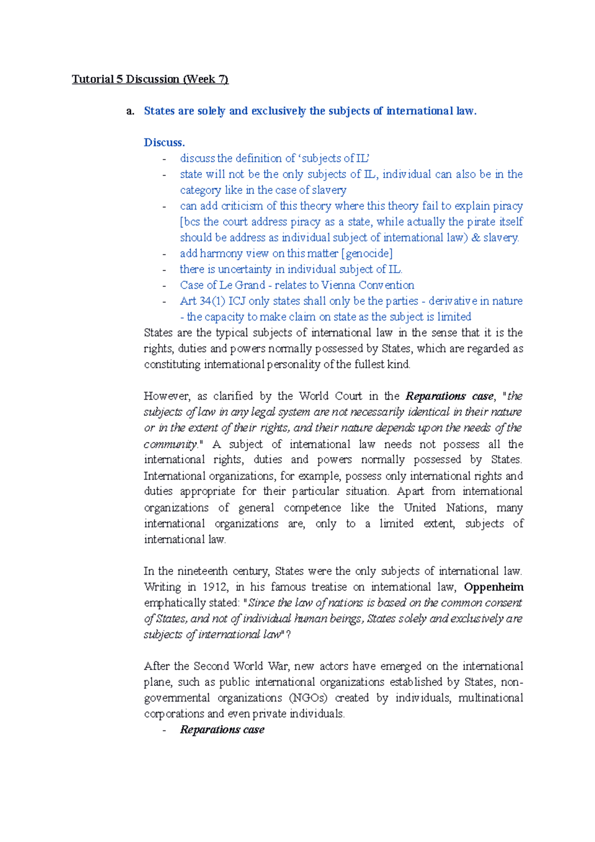 WEEK 7 Tutorial 5 Discussion Tutorial 5 Discussion (Week 7) a