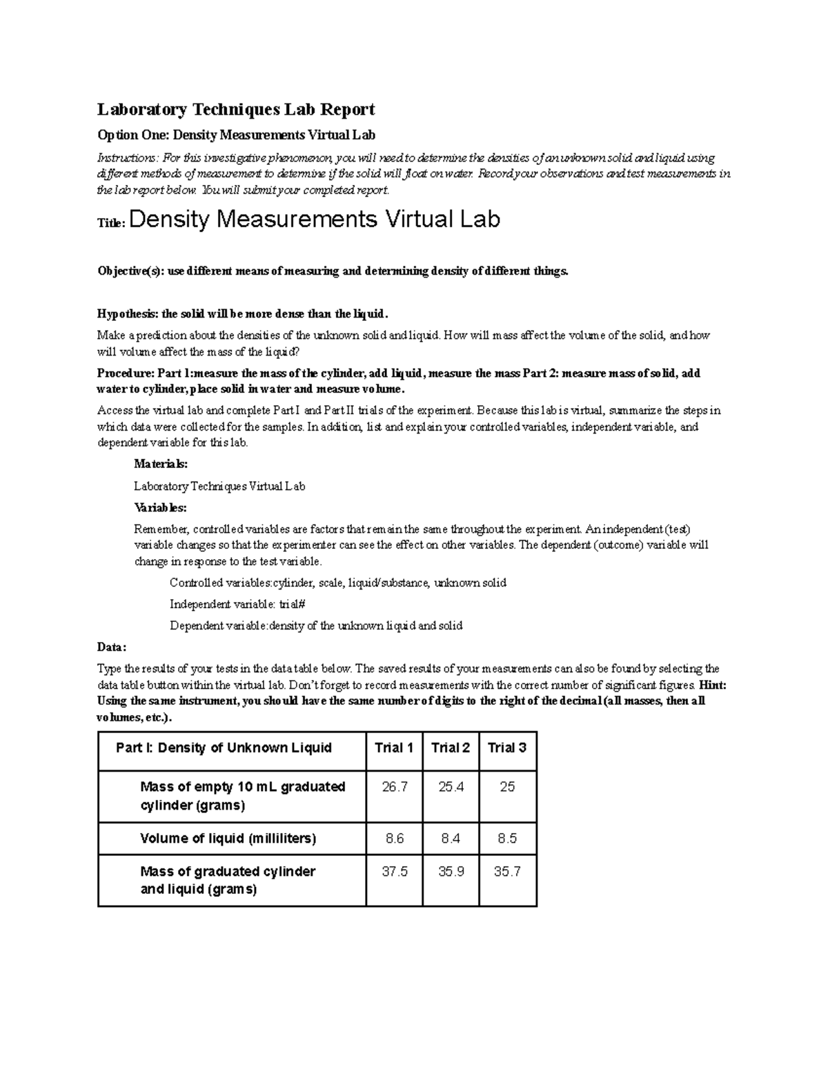 01.07 laboratory techniques lab report answers