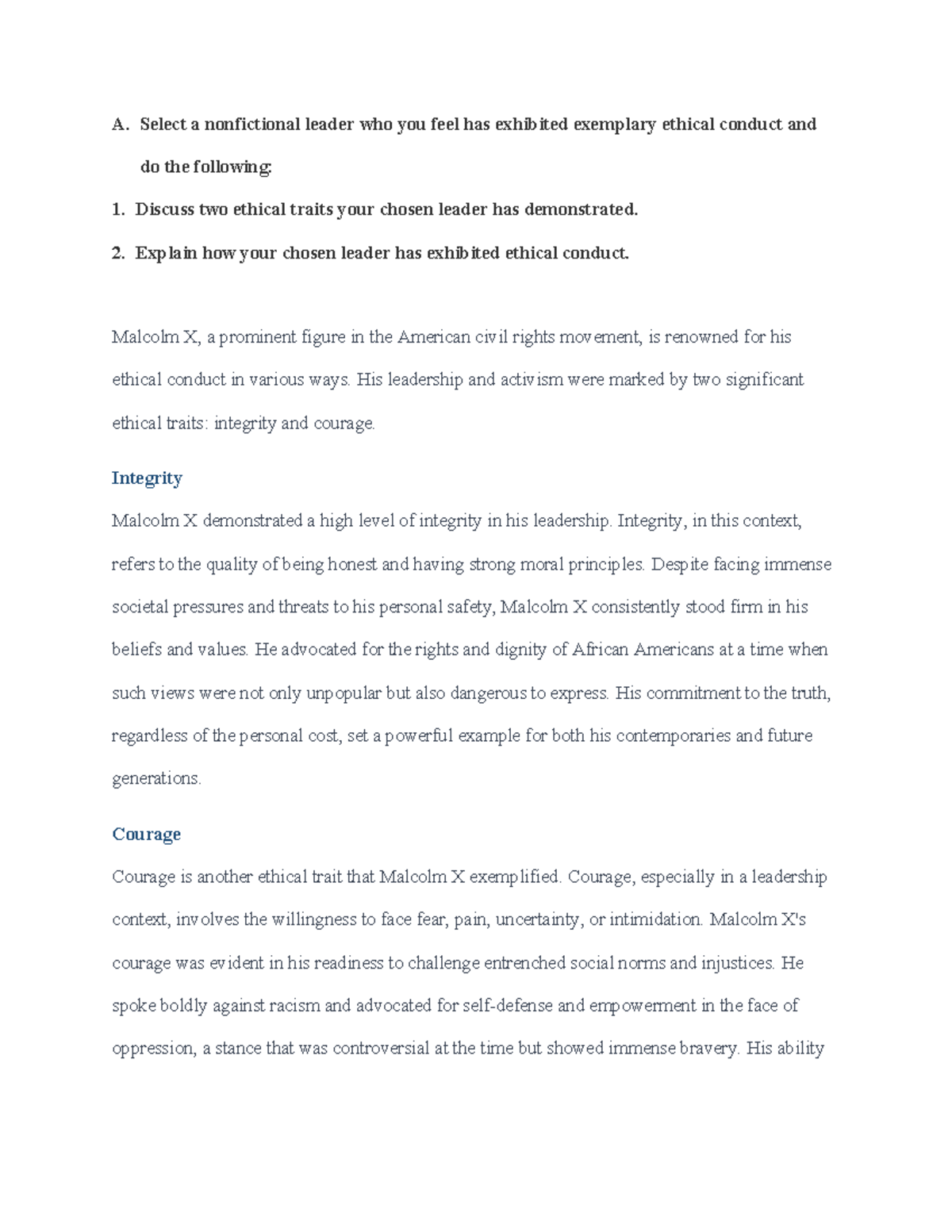 C 206 TASK 1 Ethical Theories Leadership AND THE Ethical LENS Inventory v1 A. Select a Studocu