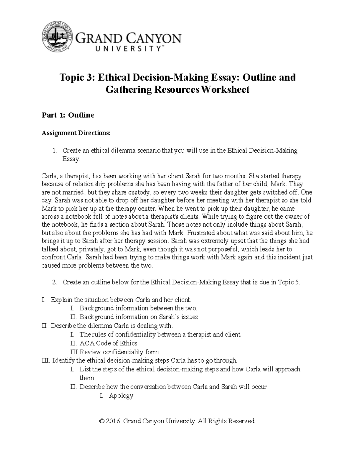 ethical decision making essay outline and gathering resources worksheet