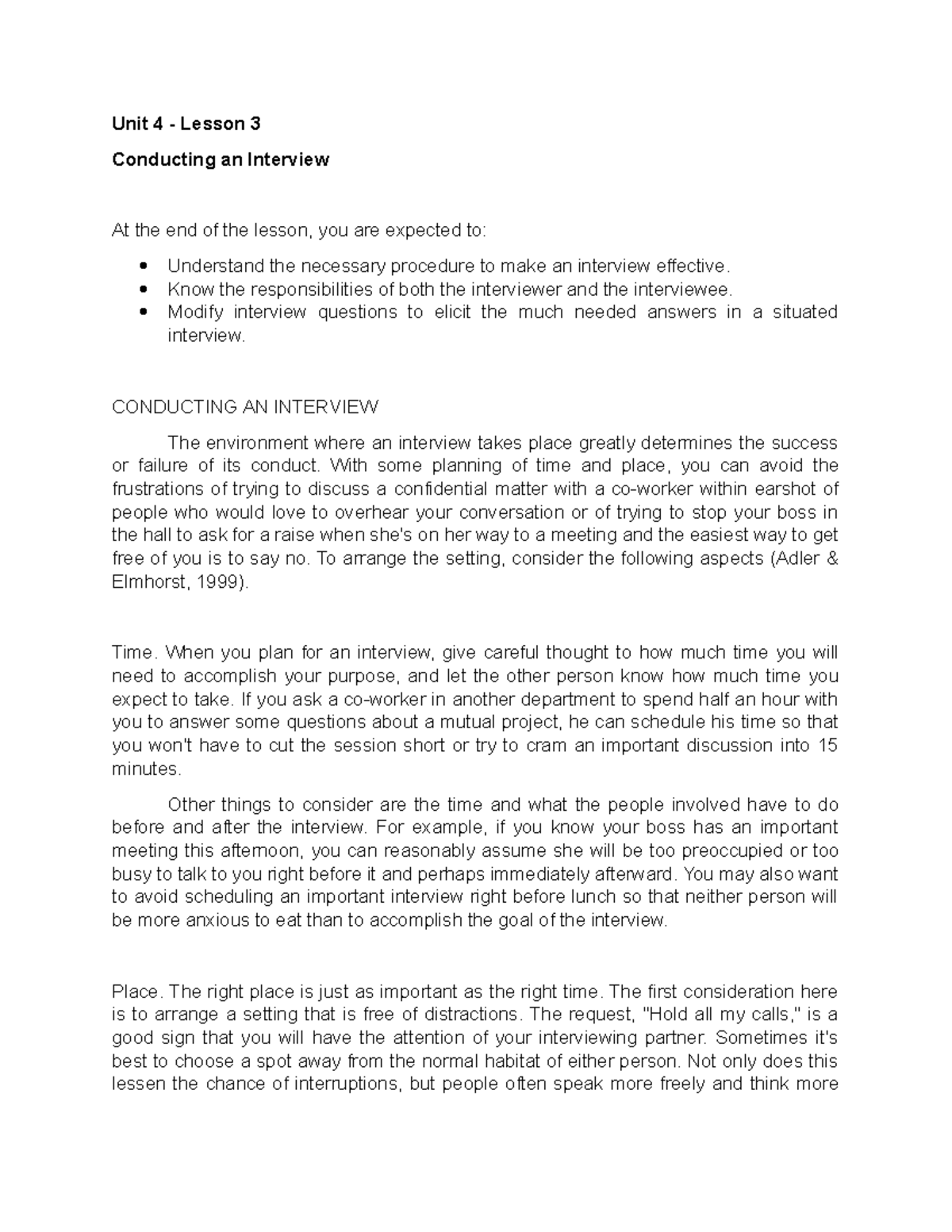Conducting An Interview Know The Responsibilities Of Both The
