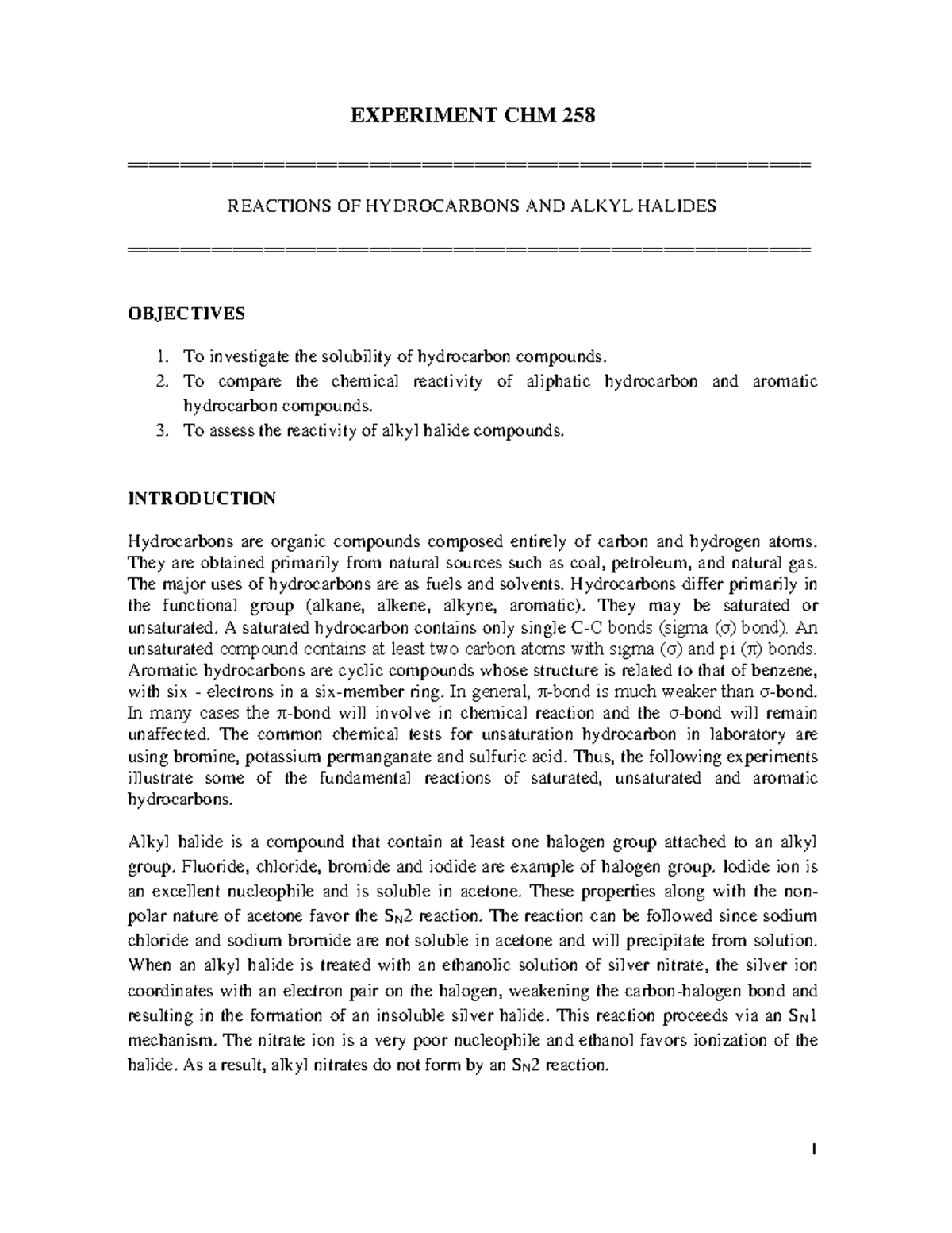 CHM258 Laboratory Manual (ODL) - EXPERIMENT CHM 258 - Studocu