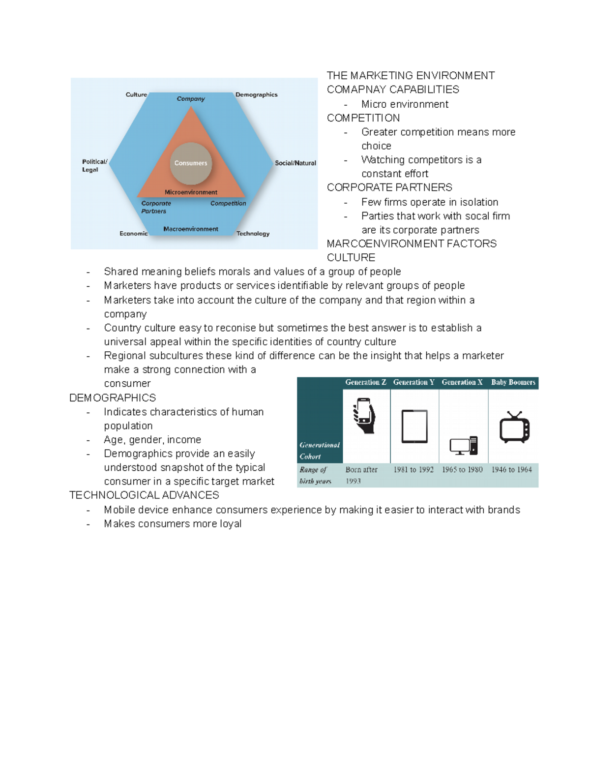 Chapter 3 Marketing - notes - THE MARKETING ENVIRONMENT COMAPNAY ...