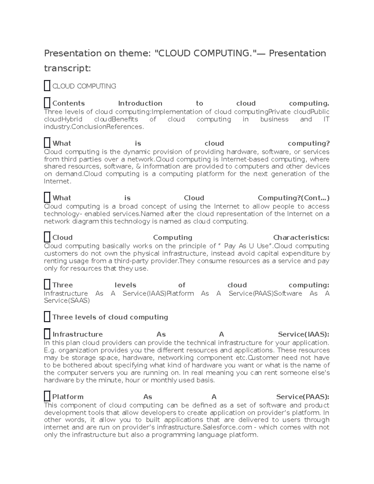Cloud computing Cloud computing Cloud computing - Presentation on theme ...