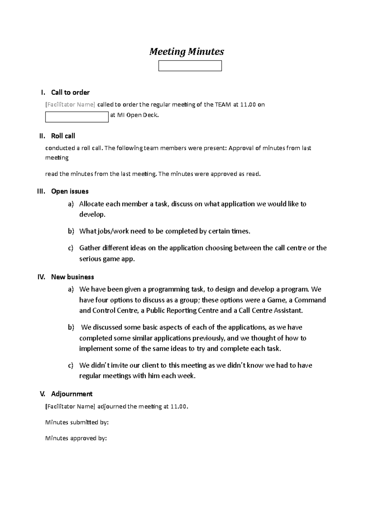 Agenda and minutes V2 - Mandatory modules to form final grade of the ...