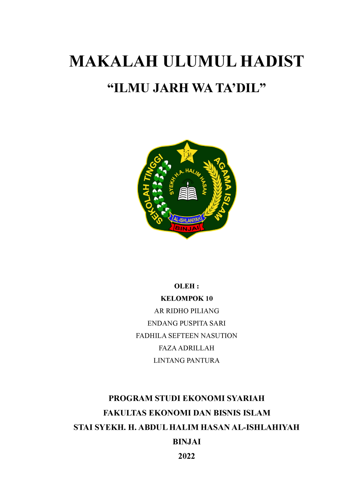 Makalah Hadist Baru - Jangan Bohong - MAKALAH ULUMUL HADIST “ILMU JARH ...