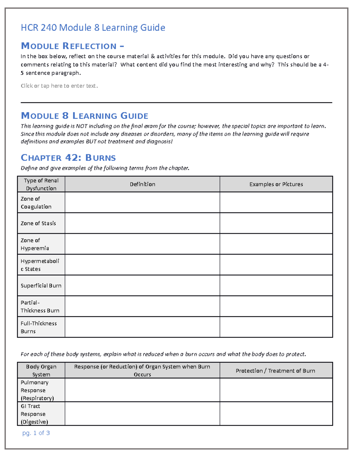 HCR 240 Module 8 Learning Guide - HCR 240 Module 8 Learning Guide ...