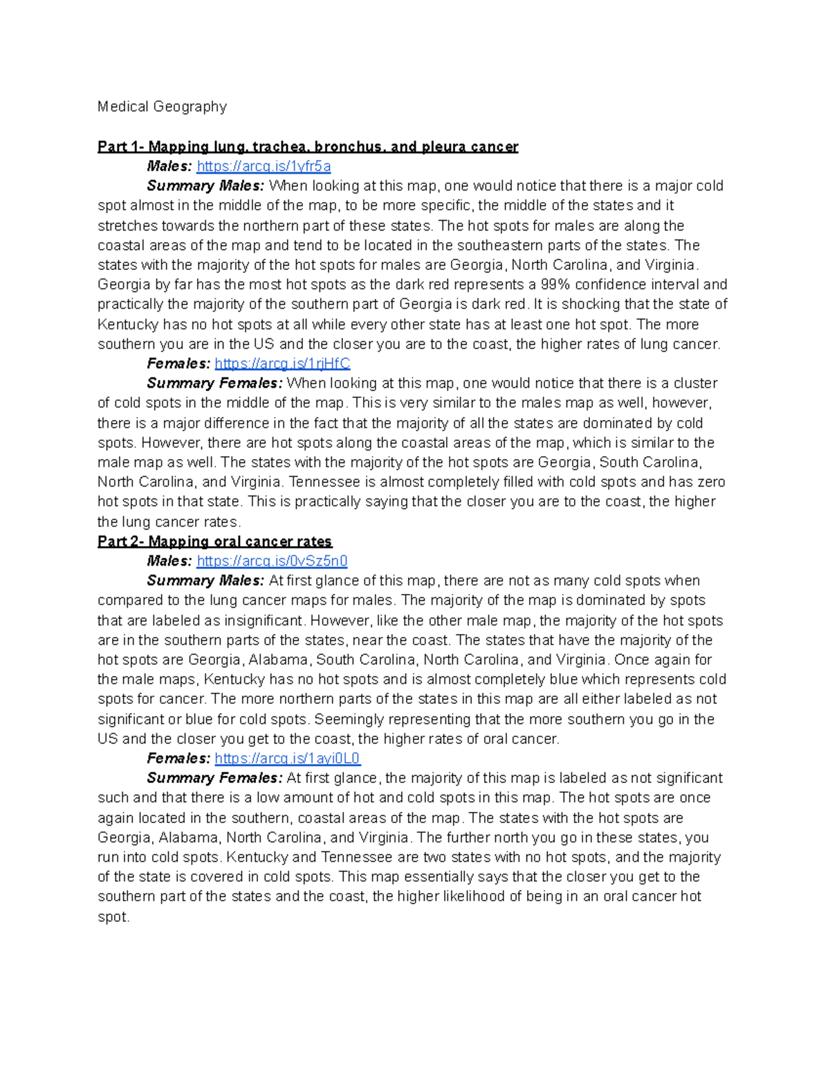 Mapping Exercise 3 - Medical Geography Part 1- Mapping lung, trachea ...