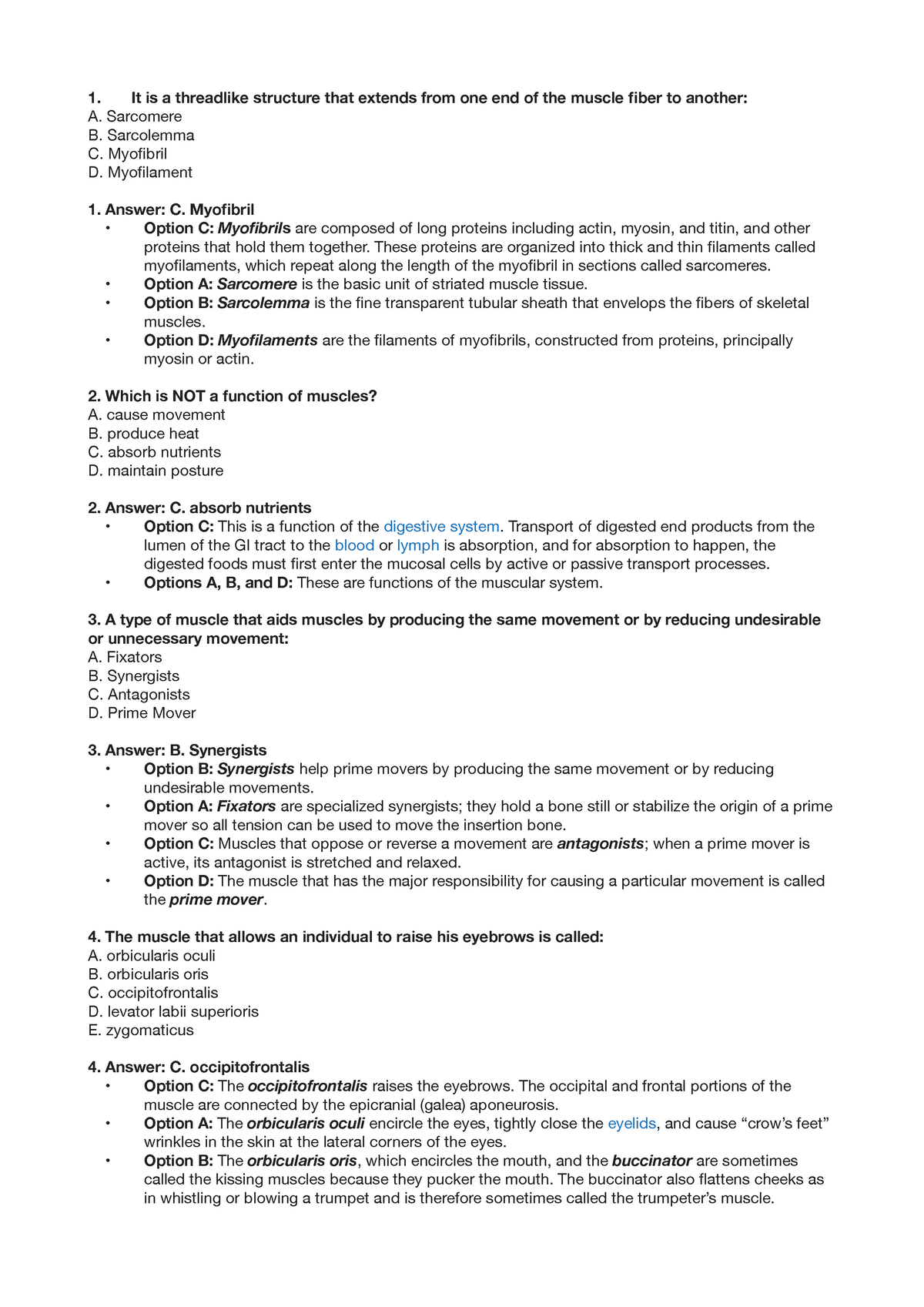 Practice Quiz Muscular System Anatomy And Physiology 1 It Is A Threadlike Structure That