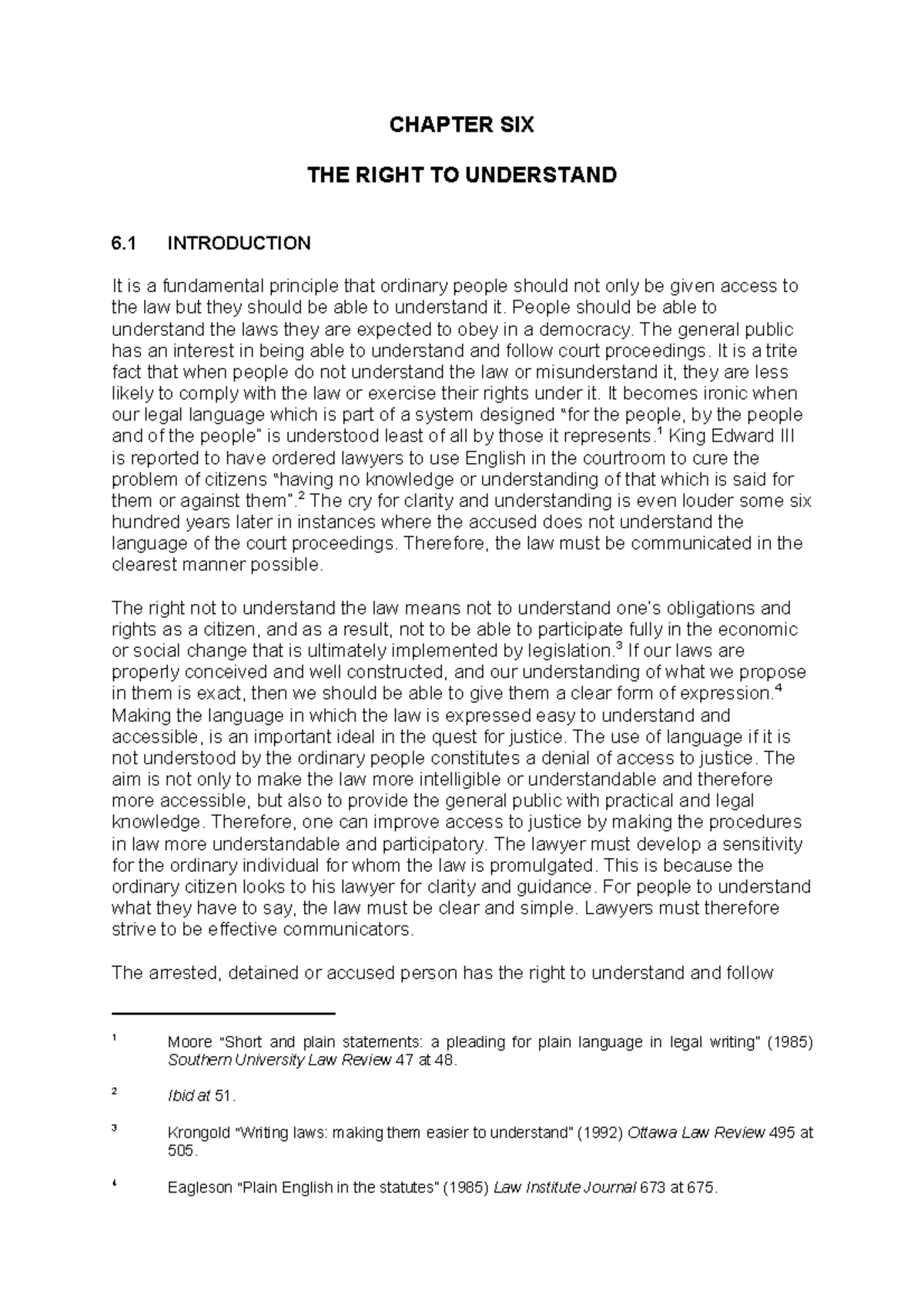 06chapter 6 - 1 Moore ?Short and plain statements: a pleading for plain ...