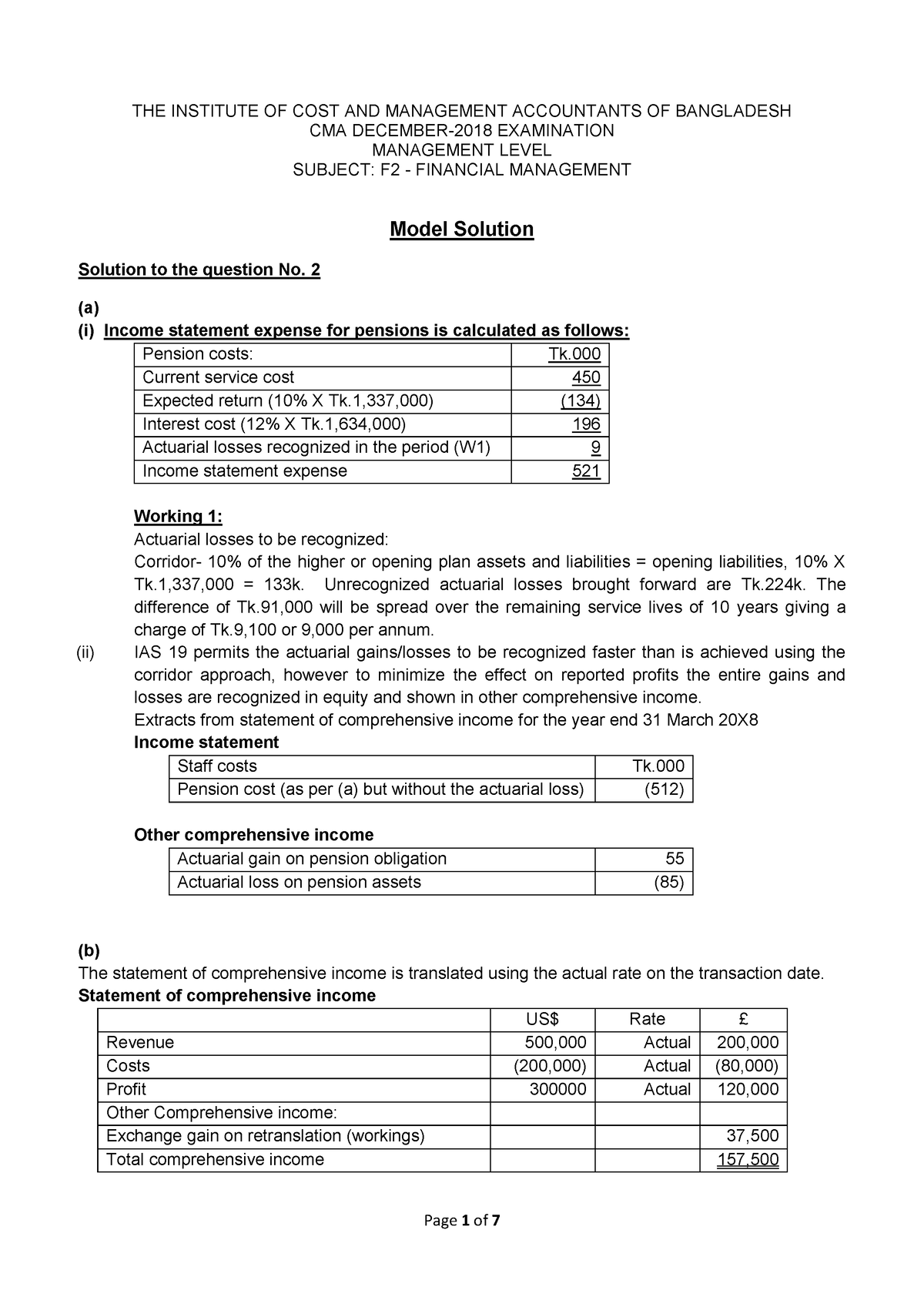 2018 December F2Solution-CMA - THE INSTITUTE OF COST AND MANAGEMENT ...