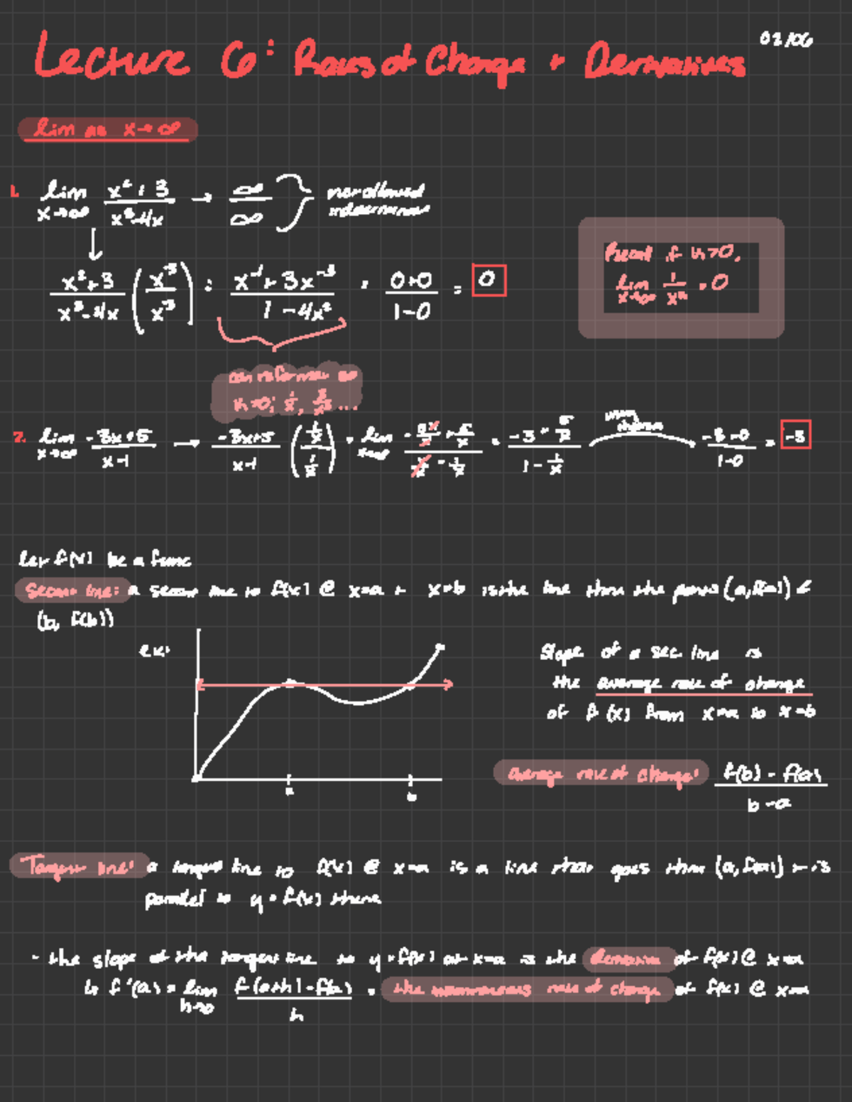 Lecture 6: Rates of Change and Derivatives - Lecture C Raks ofChange ...