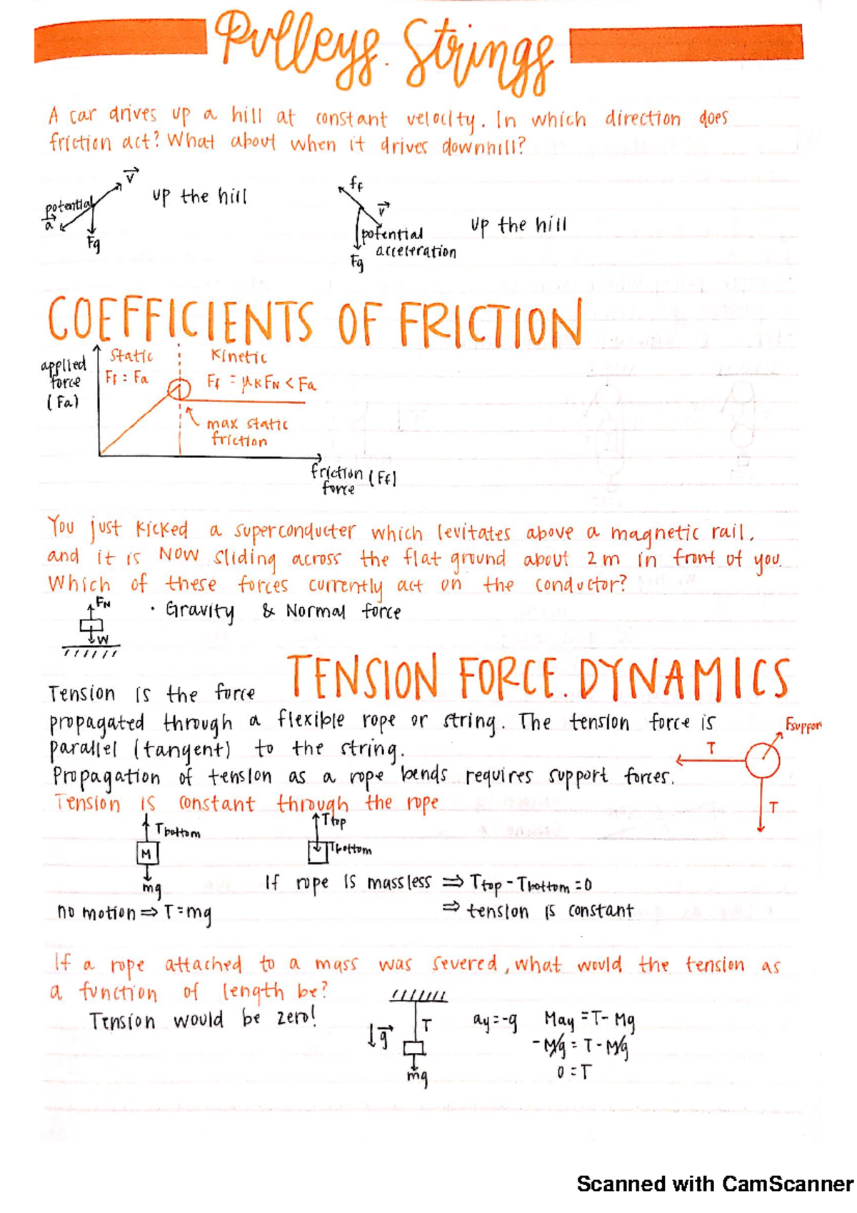 Dynamics and Friction - PHYS 2A - Scanned with CamScanner Scanned with ...