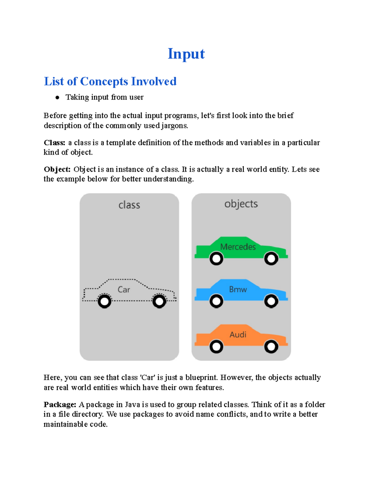Input method in Java - Input List of Concepts Involved Taking input ...