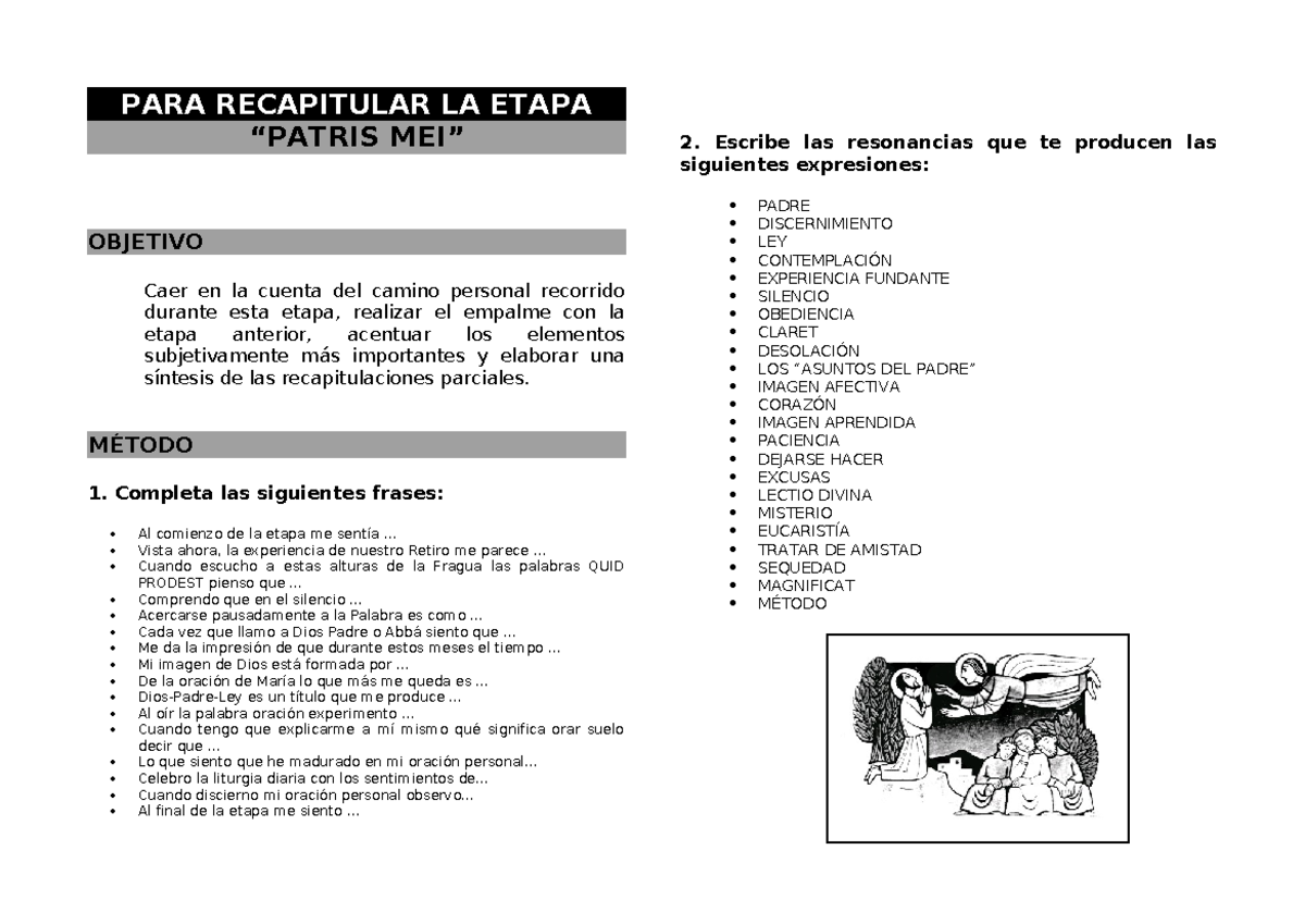 11-recapitulacion de la etapa 0 - PARA RECAPITULAR LA ETAPA “PATRIS MEI ...