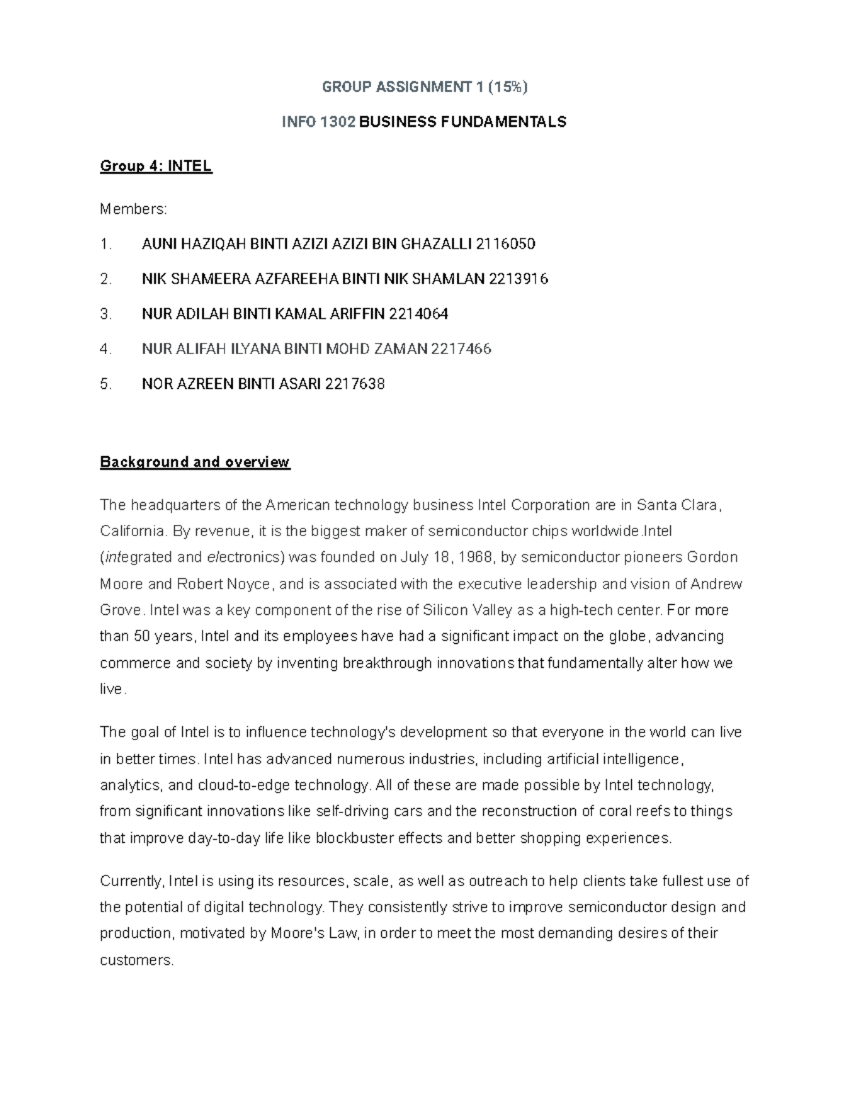 Report Group Assignment 1 - Group 4 - GROUP ASSIGNMENT 1 (15%) INFO ...