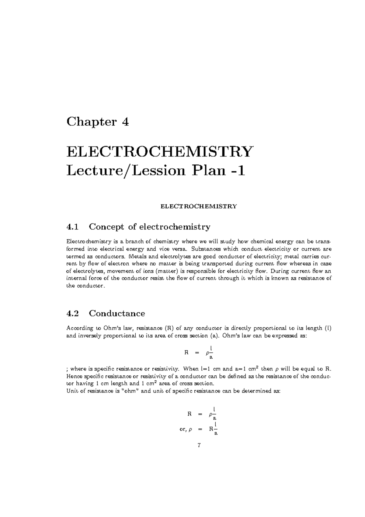 Electrochemistry lecture note main point and condensed document