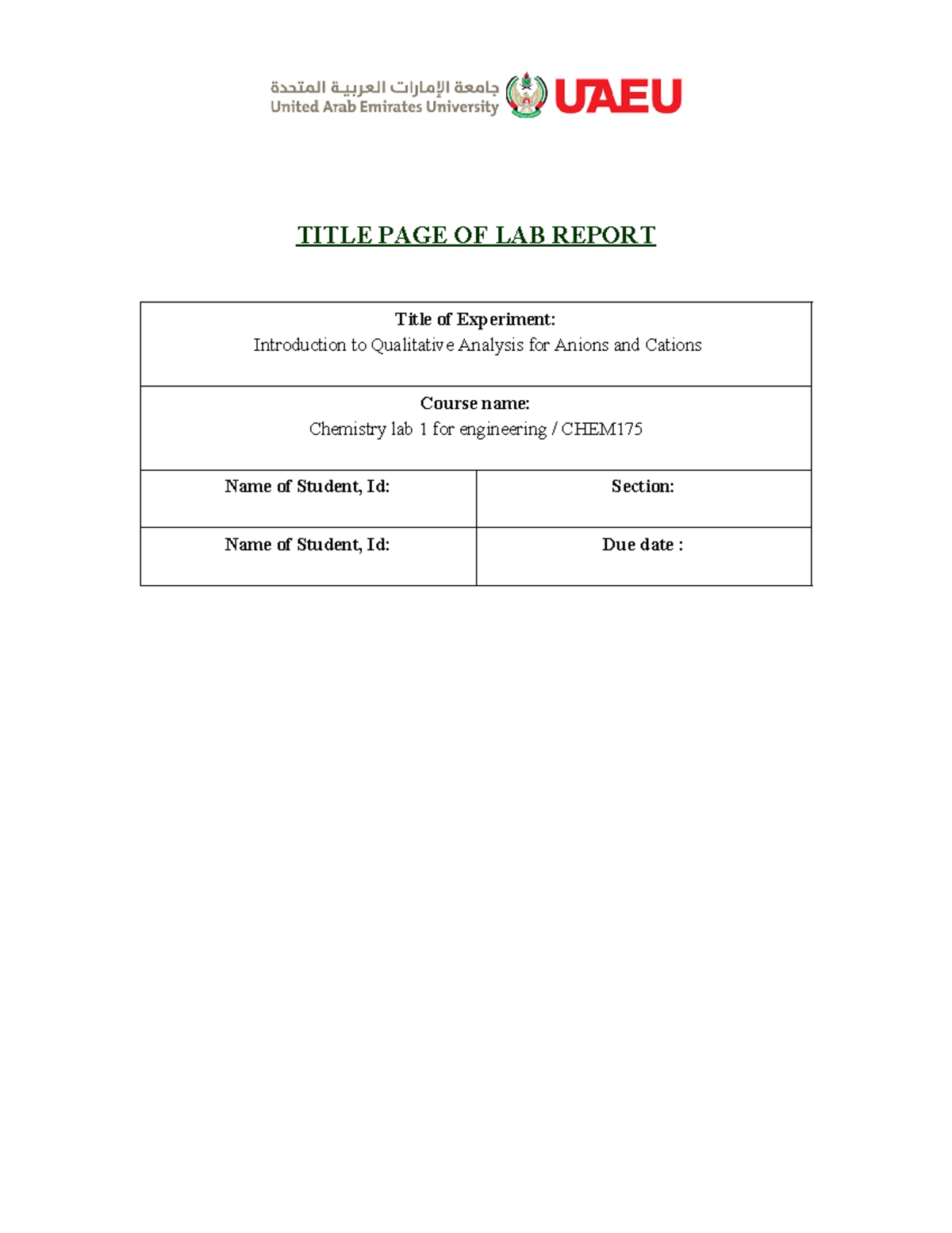 Lab-report-4 -lmlmlm - TITLE PAGE OF LAB REPORT Title of Experiment ...