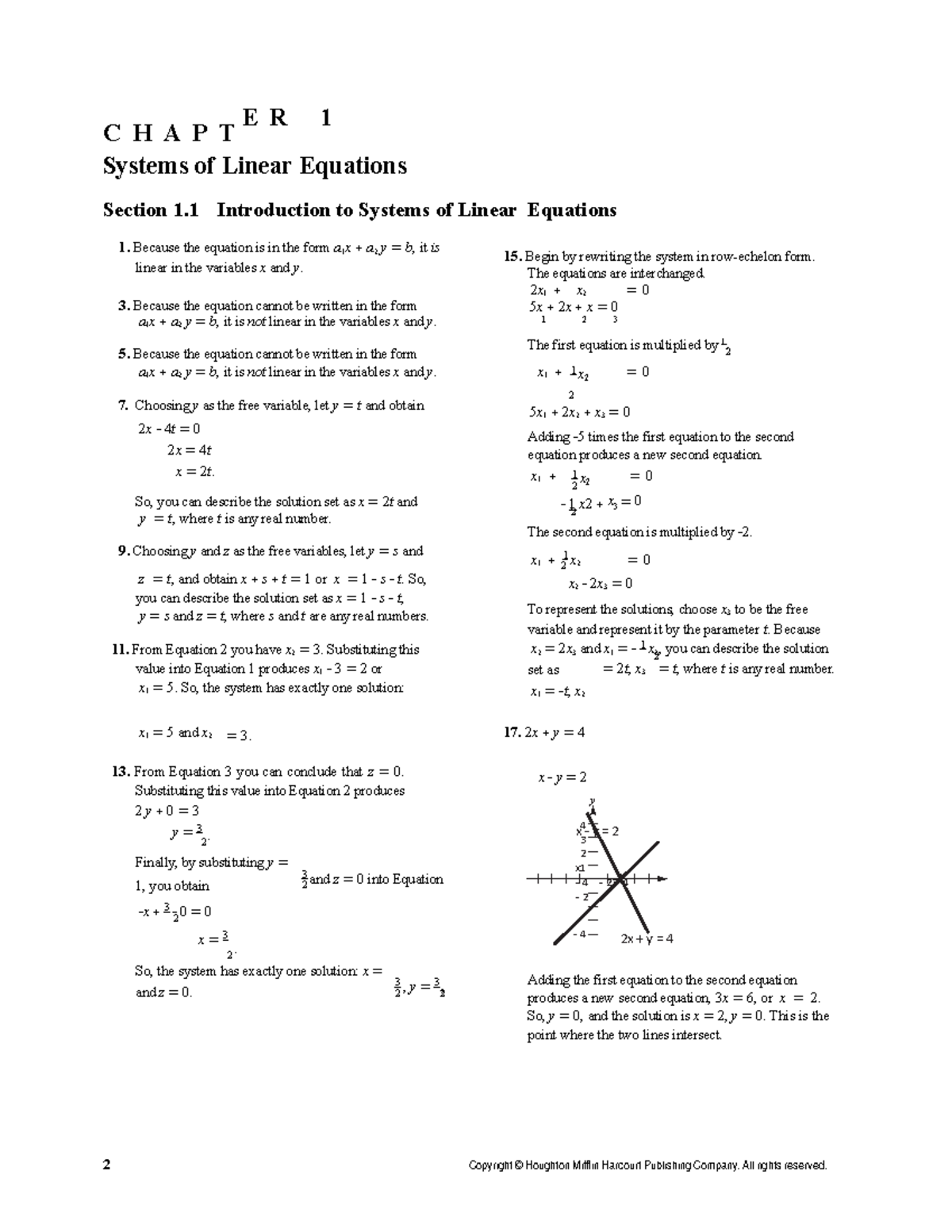 Linear Algebra - Elementary Linear Algebra, Chapter 1 - MATH 2101 ...