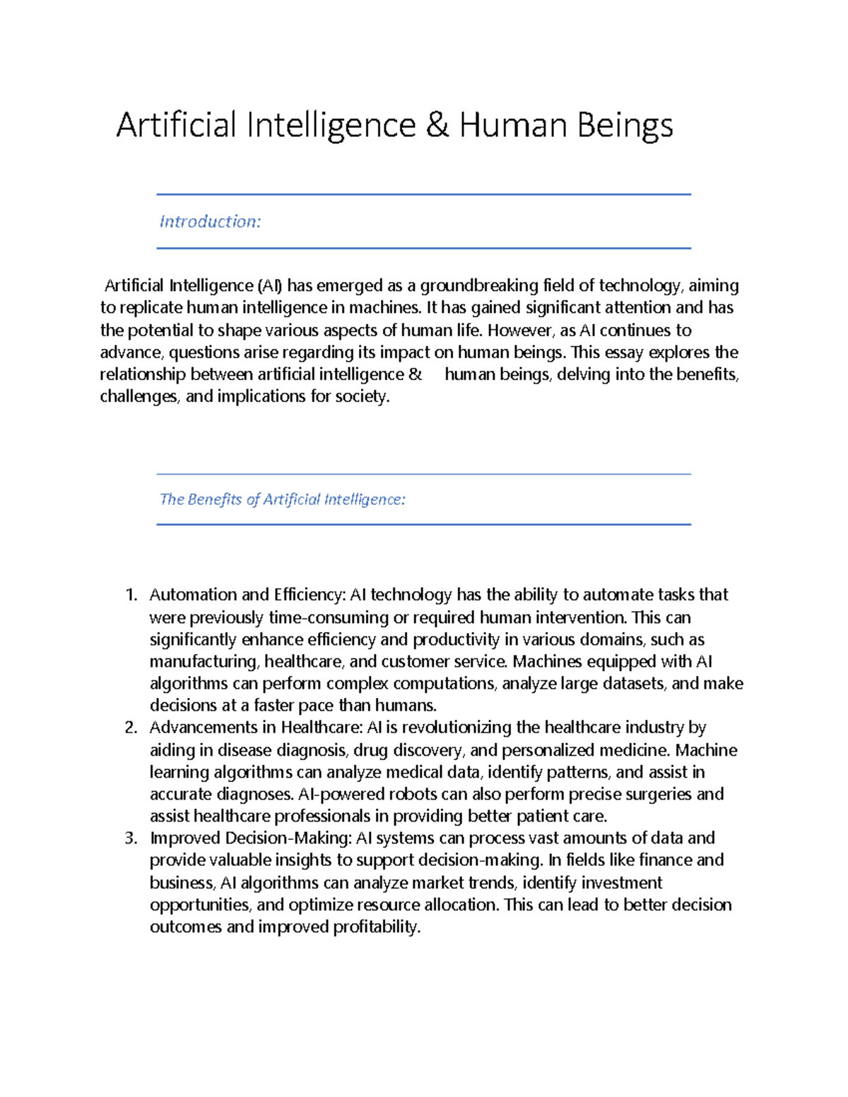 Artificial Intelligence Hum Assignmet - Electrical Circuit I - Studocu