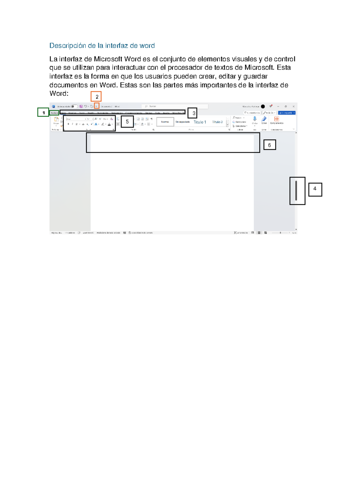 Descipcion de la interfaz de word - Esta interfaz es la forma en que ...