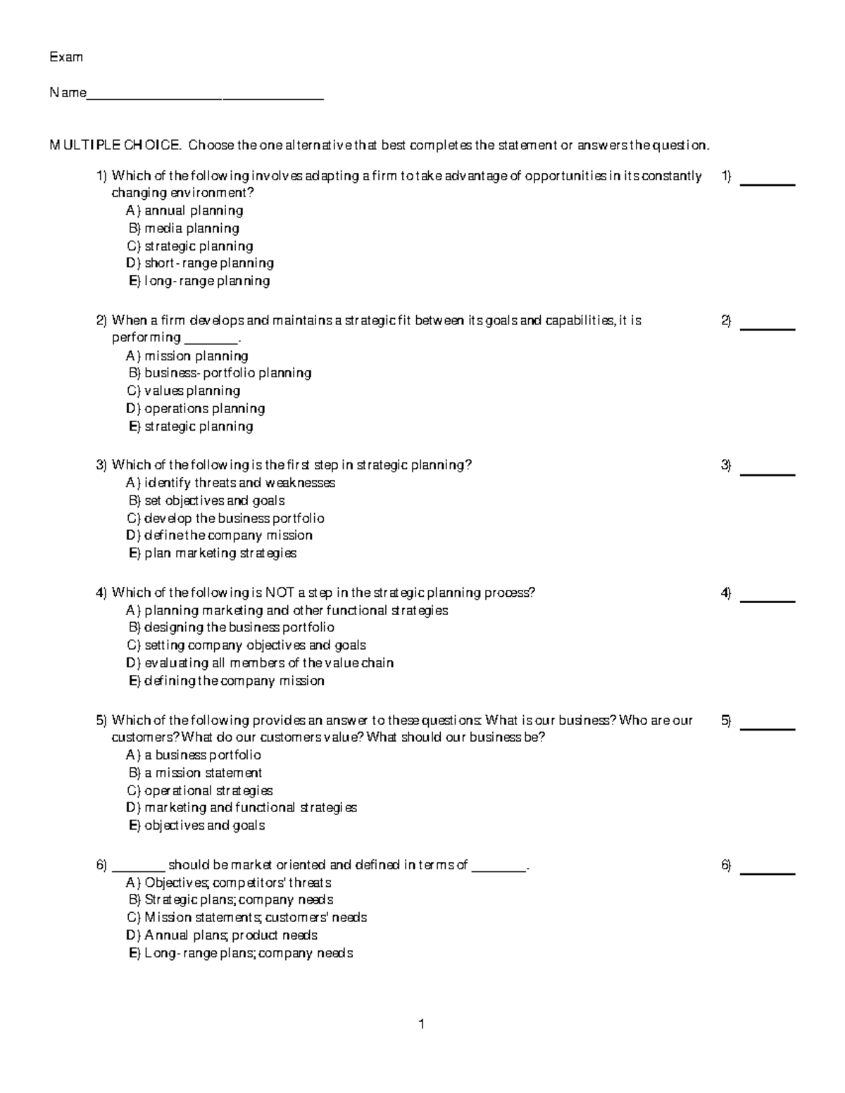 Chapter-2 - Test Bank Ch2 - Exam Name ...